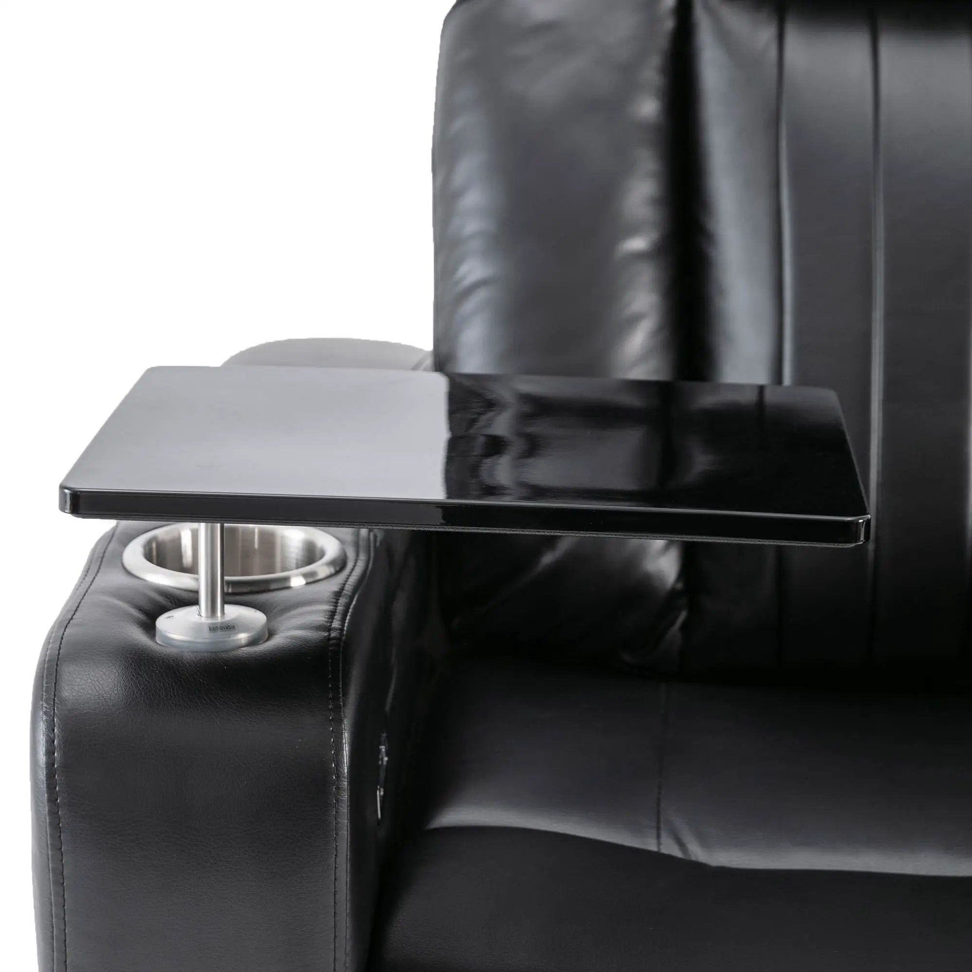 Premium Power Recliner & Storage Arms, Cupholders, Swivel Tray Table And Cell Phone Stand - Black by HouseOfZazla