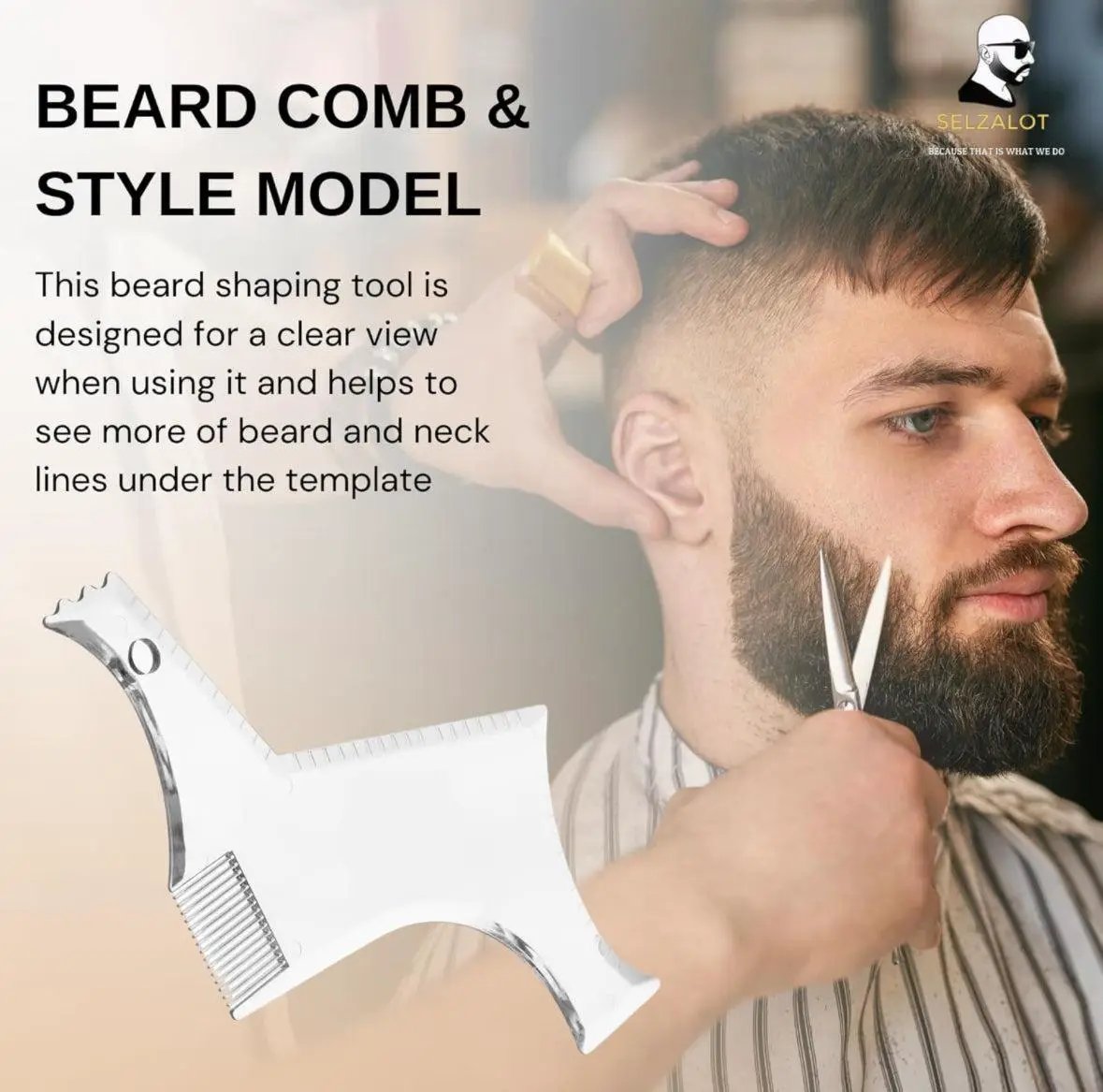 Beard Shaper for Men Beard Lineup Tool for Grooming Beard Guide Shaping Tool for Straight & Curve Cut Barber Tools Goatee Shaper Beard Template for Men to Style Facial Hair by Selzalot