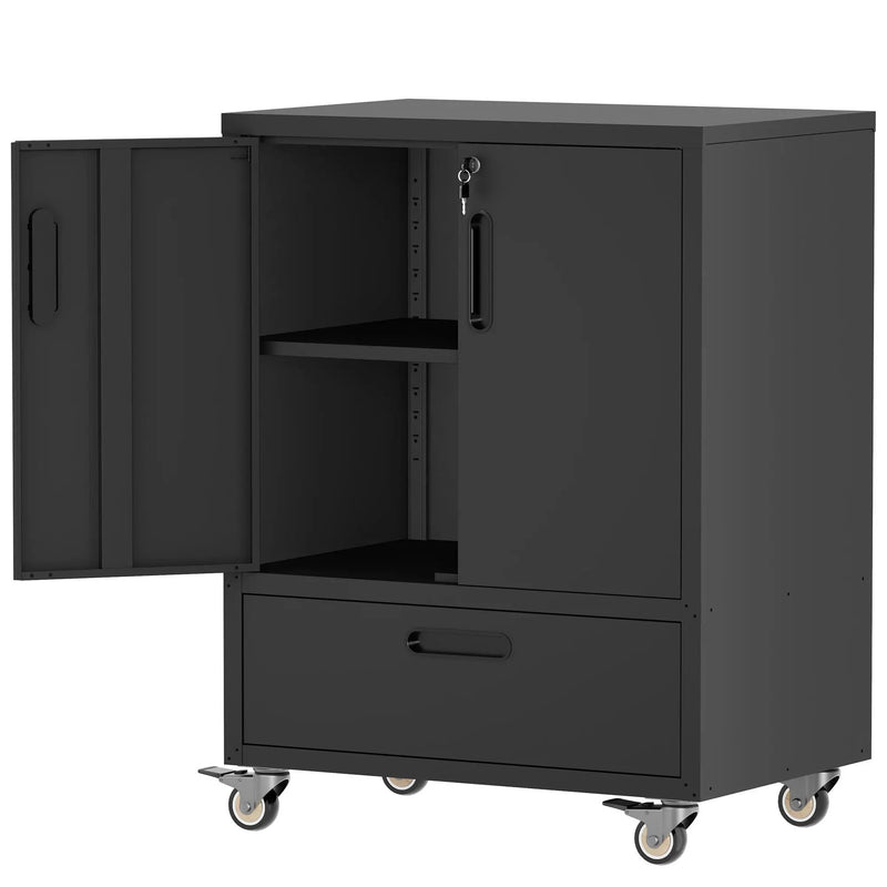 Mobile Tool Cart With Lockable Casters, Heavy-Duty Storage Organizer - Black by HouseOfZazla