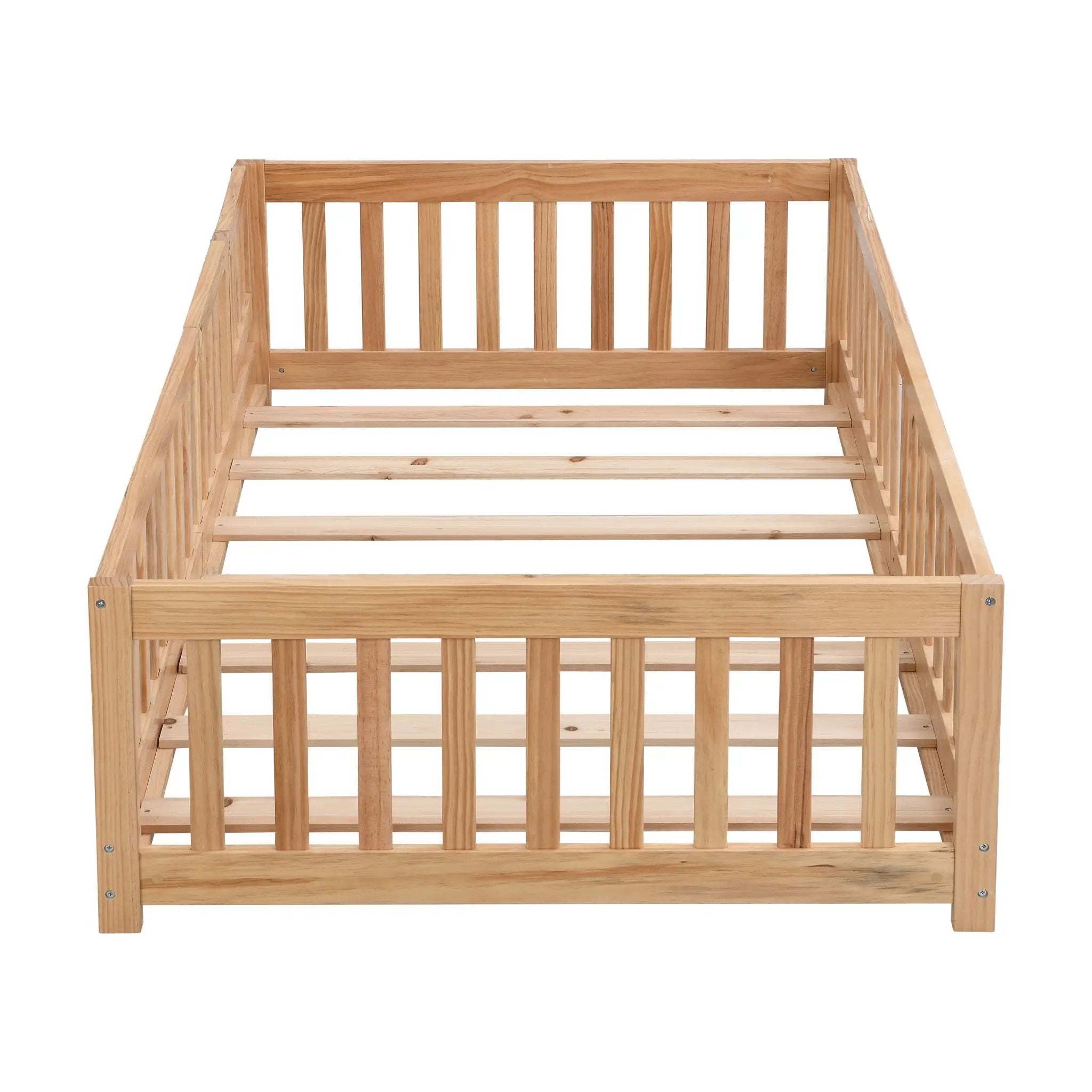 Solid Floor Bed With Door And Fence For Children by Unique Piece Furniture