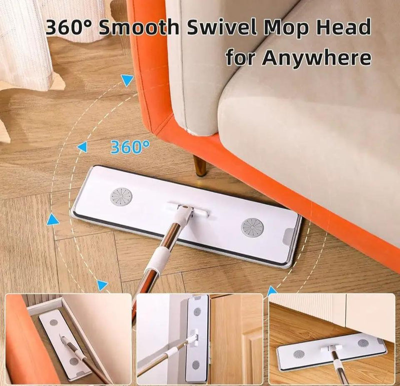 "funest Mop and Bucket with Wringer Set for Home, 16"" Large Flat Mop and Bucket System for Floor Cleaning and Wall Cleaner, Wet Dry Mop for Window Cleaner with 4 Washable Microfiber Pads" by Selzalot