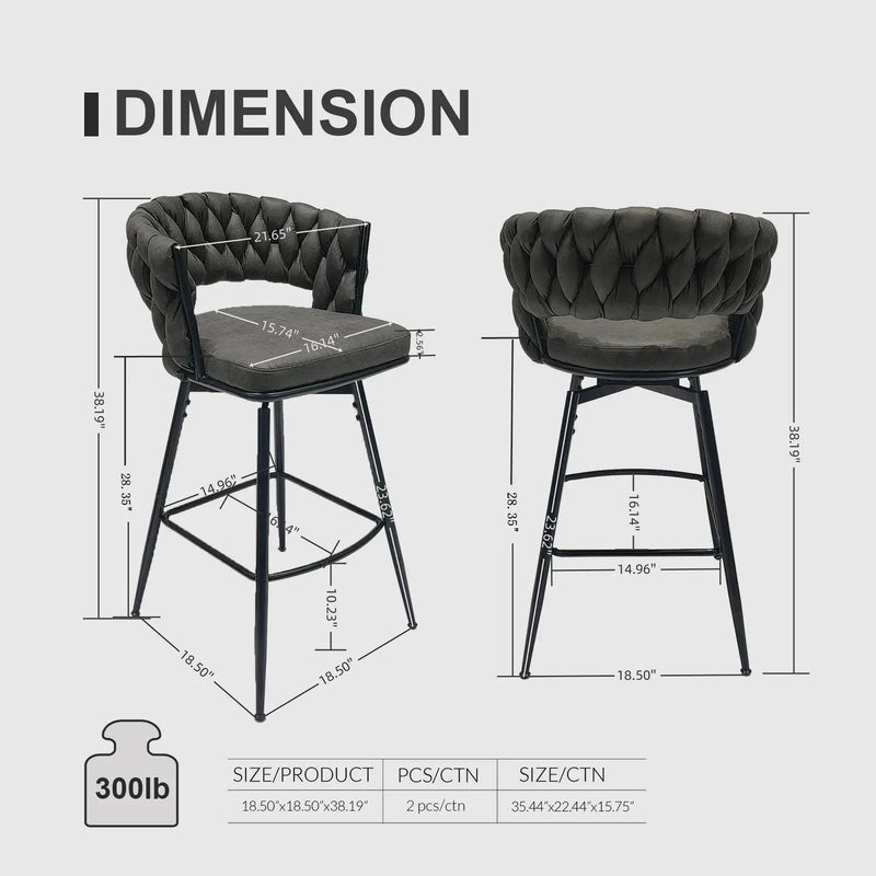 Bar Stool 360 Swivel With Back Footrest by HouseOfZazla
