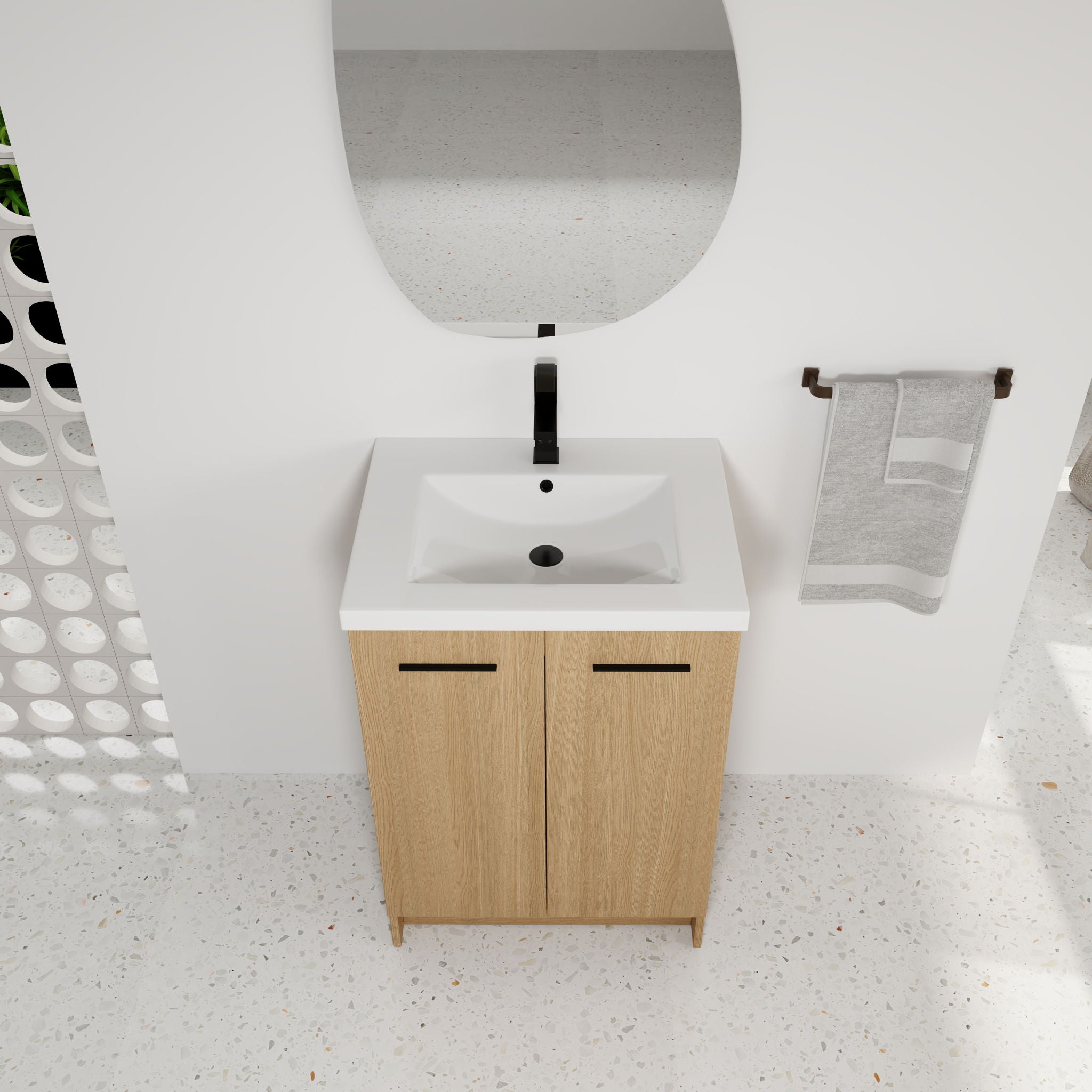 Floating Bathroom Vanity With Sink, Wall Mounted Double Door Storage by HouseOfZazla