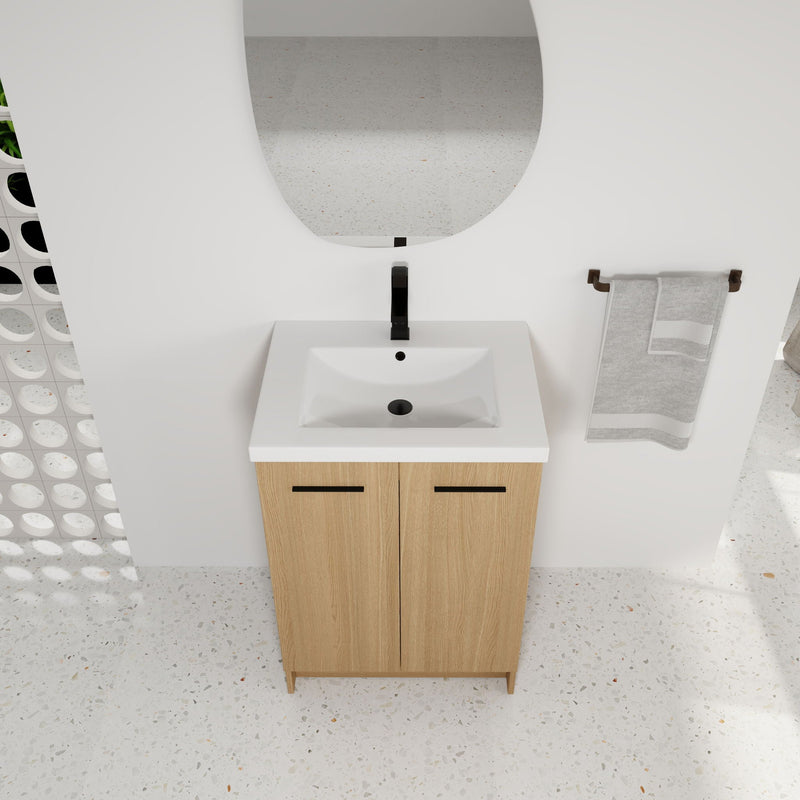 Floating Bathroom Vanity With Sink, Wall Mounted Double Door Storage by HouseOfZazla