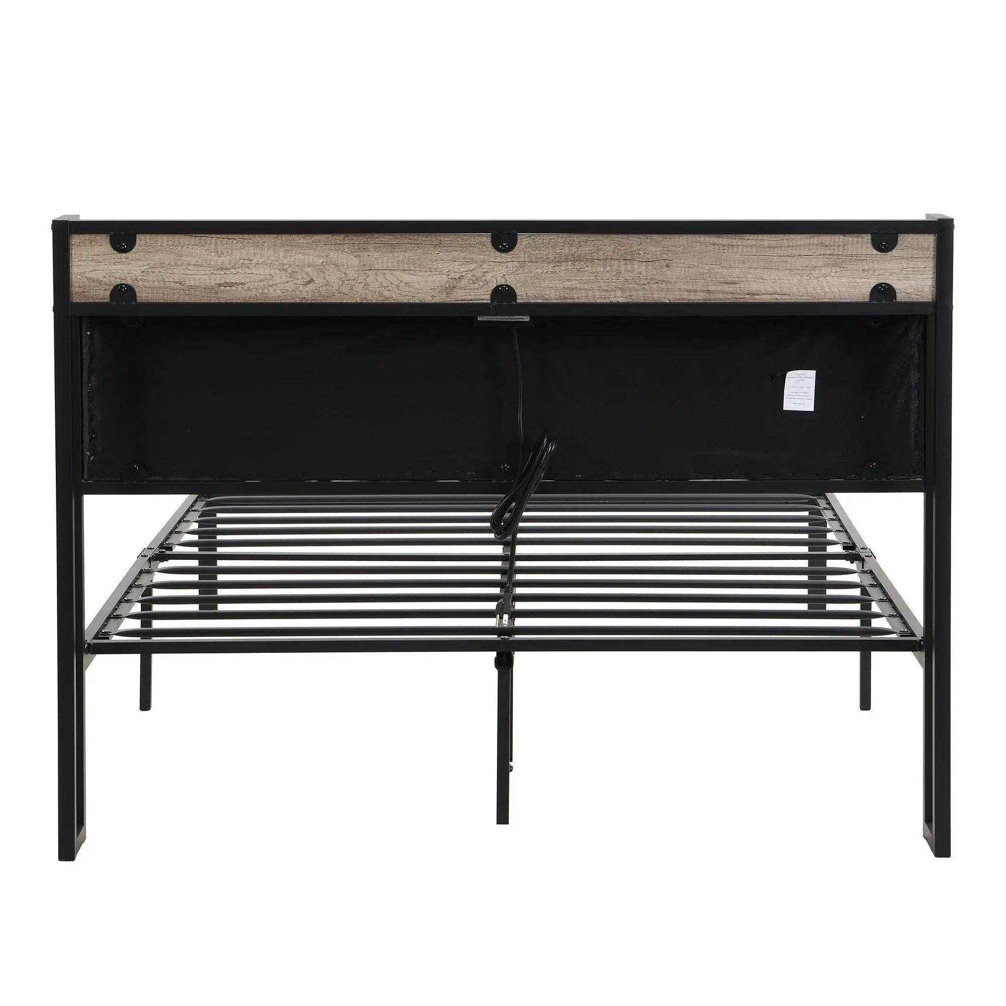 Modern Bed Frame With LED Lights, Upholstered Headboard, USB Charging by HouseOfZazla