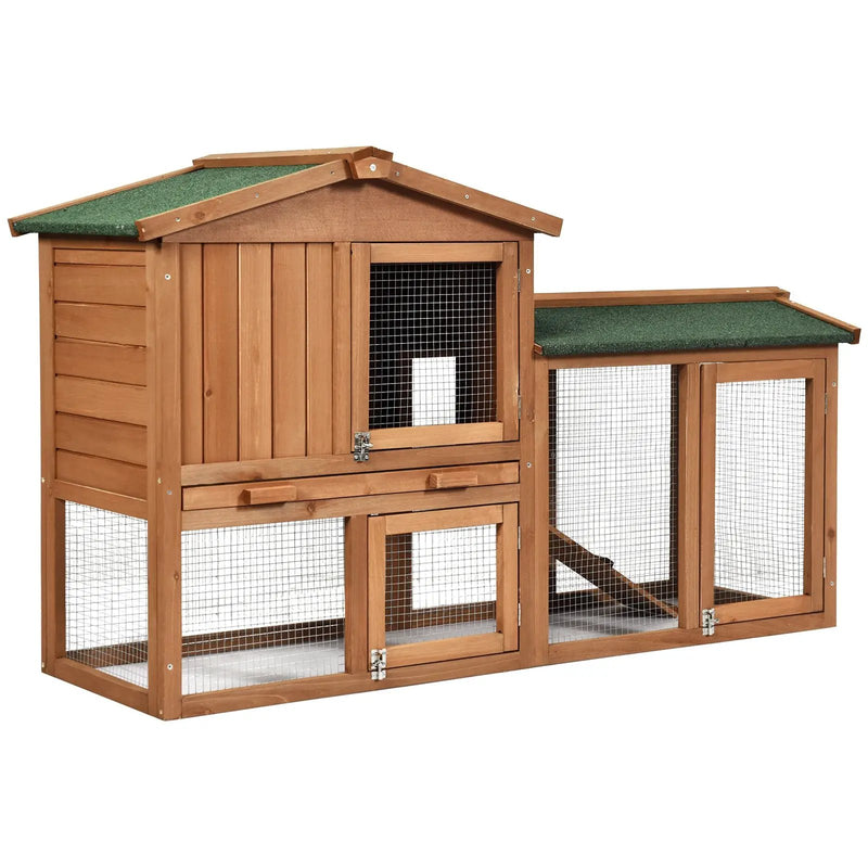 58 Inch Weatherproof Wooden Rabbit Hutch-Brown by DirectDeals