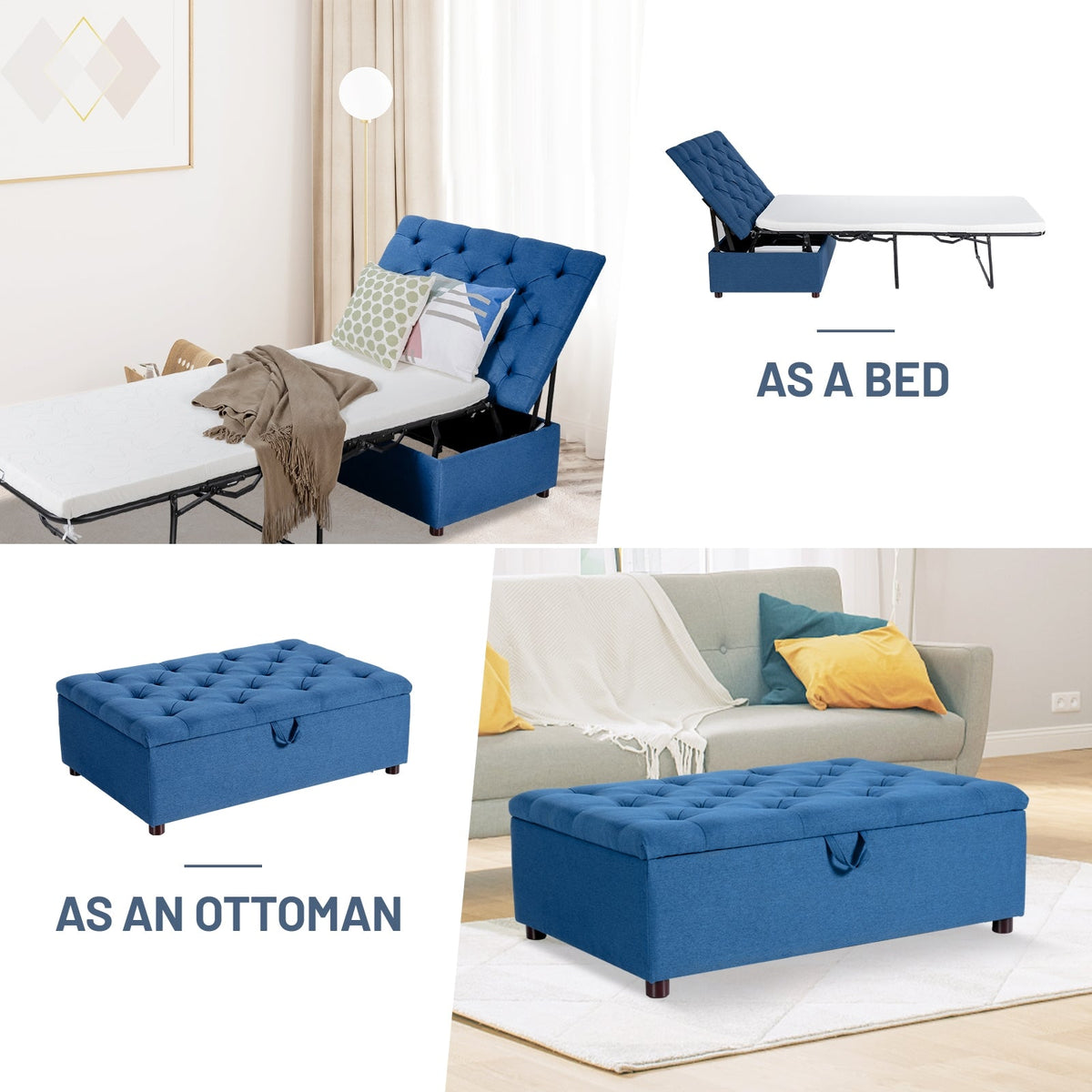 Folding Ottoman Sleeper Bed with Mattress for Guest Bed and Office Nap, photo 5 of 10