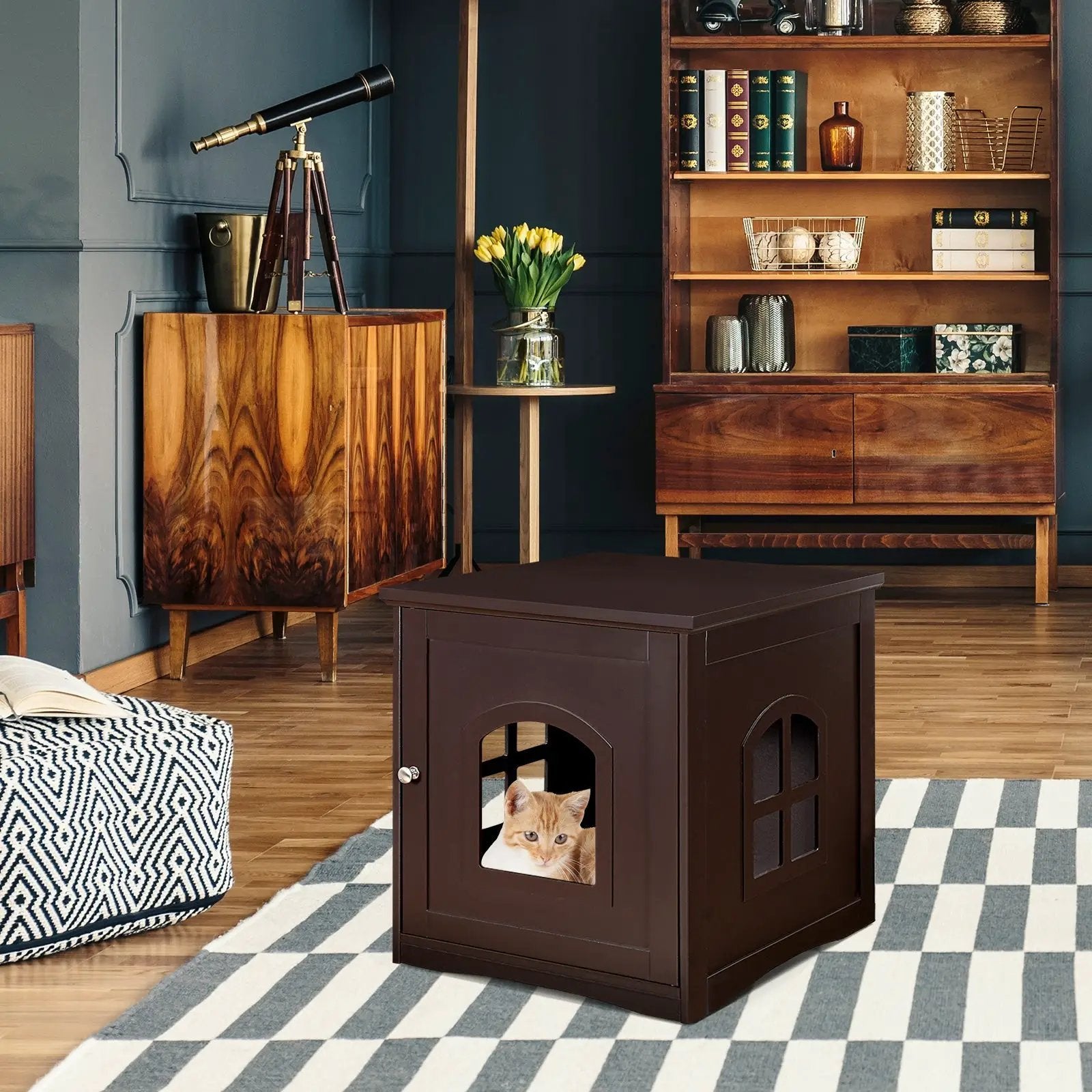 Side Table Nightstand Decorative Cat House by DirectDeals