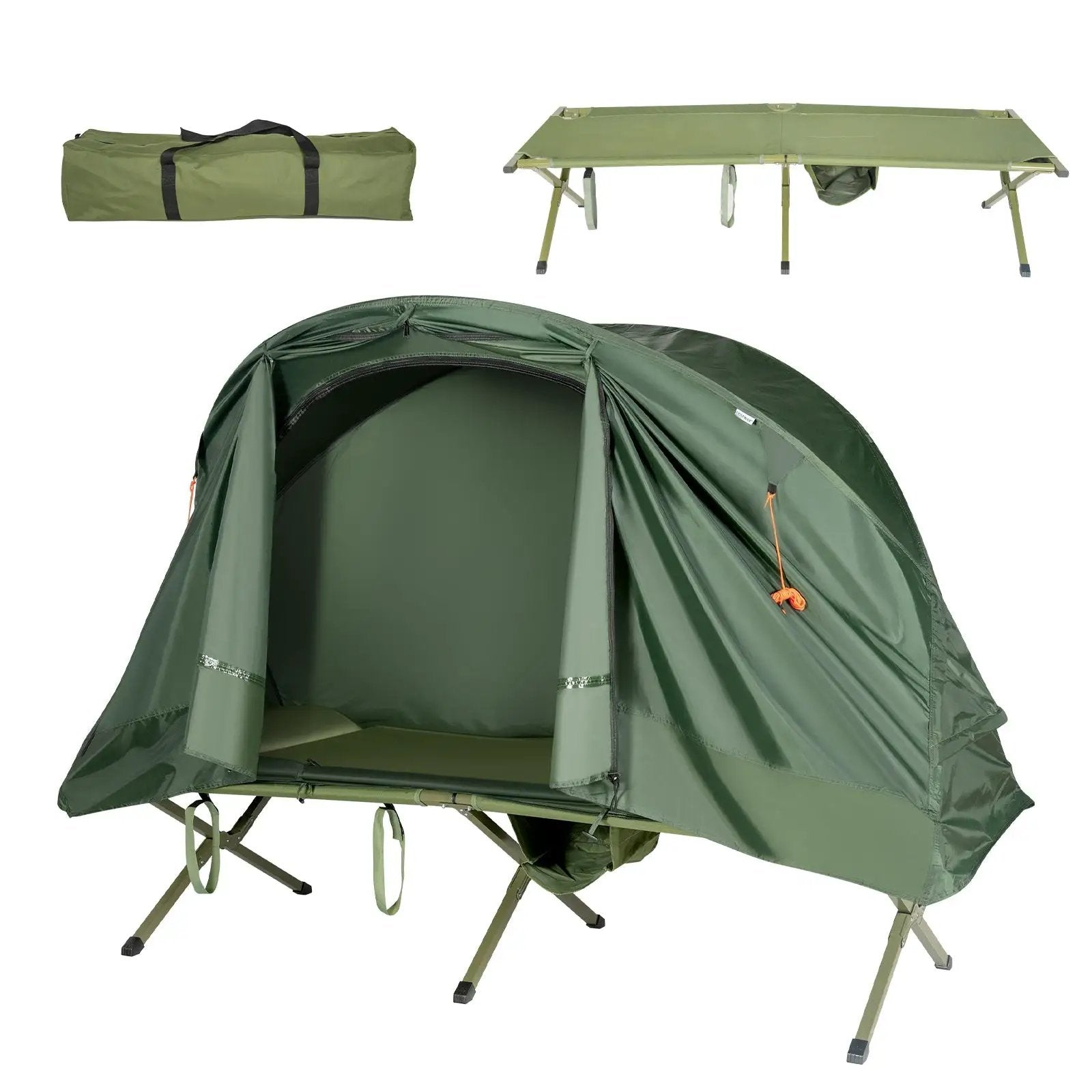 Cot Elevated Compact Tent Set with External Cover-Green by DirectDeals