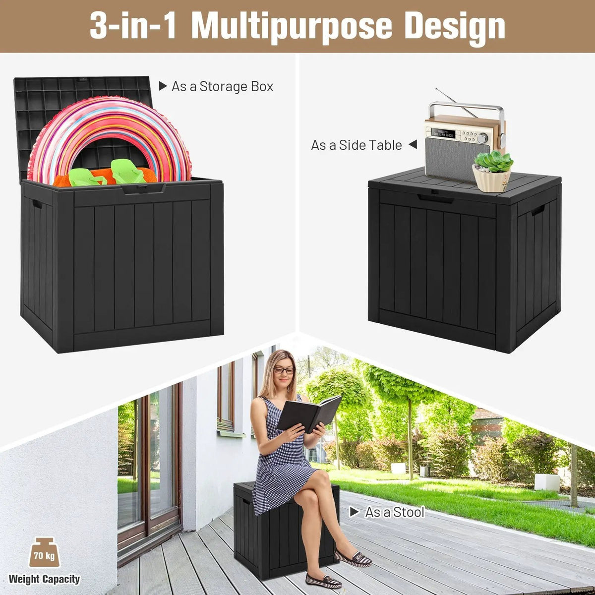 30 Gallon Deck Box Storage Container Seating Tools, photo 6 of 7