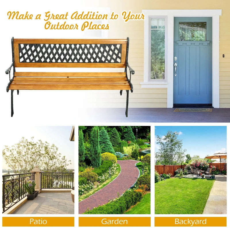 Outdoor Cast Iron Patio Bench by DirectDeals