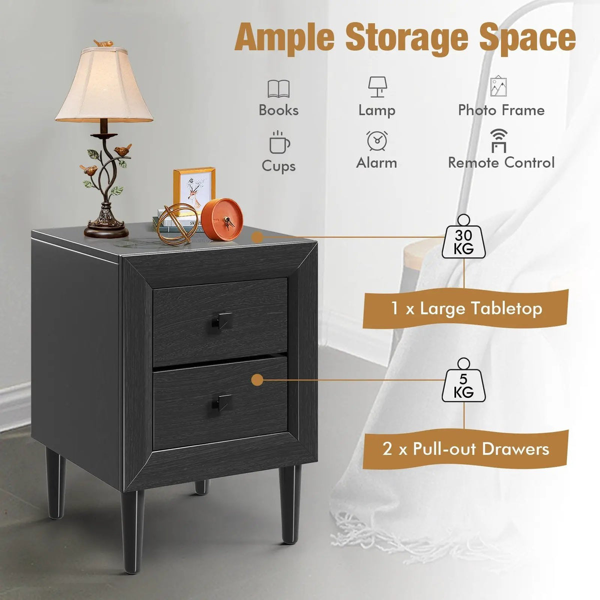 Multipurpose Retro Bedside Nightstand, photo 2 of 10