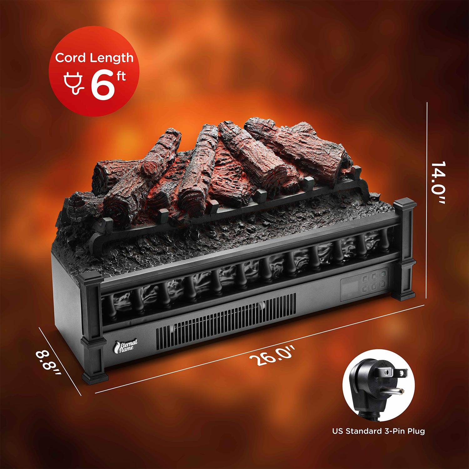 (Open Box) Eternal Flame EF26-PB Electric Fireplace Logs by TURBRO