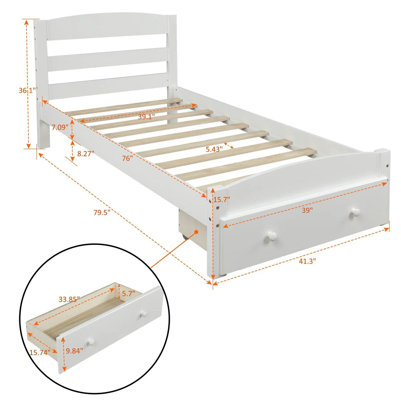 Platform Bed Frame With Storage Drawer And Wood Slat Support No Box Spring Needed by Unique Piece Furniture