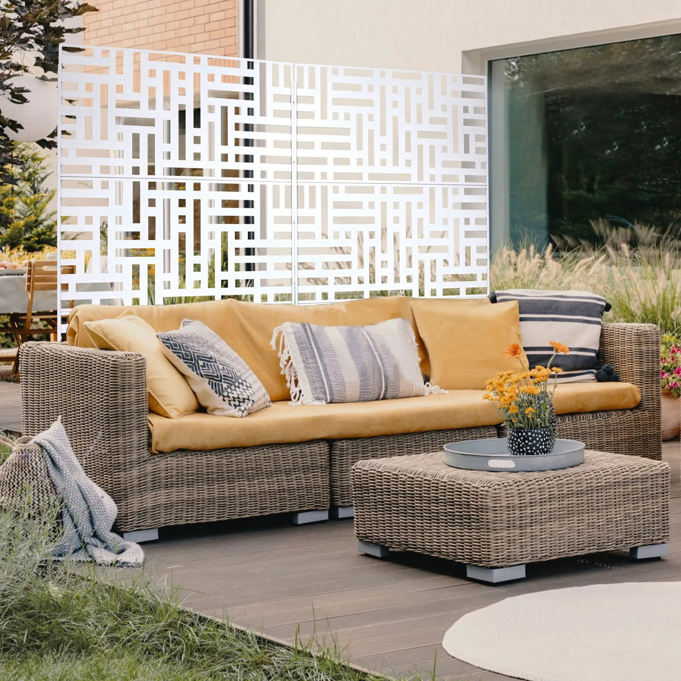 Decorative Freestanding Metal Privacy Screen For Indoor & Outdoor Use by HouseOfZazla