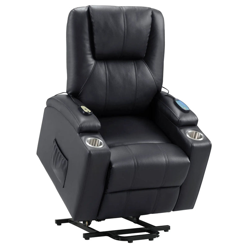 Armstrong Upholstered Power Lift Massage Recliner Black by Unique Piece Furniture