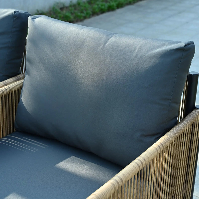 Patio 6-Piece Brown PE Wicker Sofa Set with Grey Cushions by HouseOfZazla