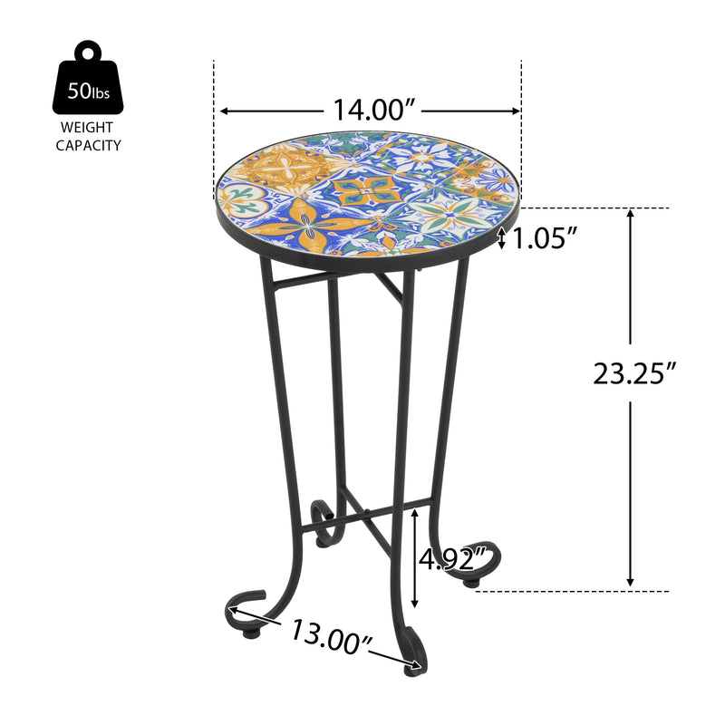 Patio Side Table, Colorful + Black by HouseOfZazla