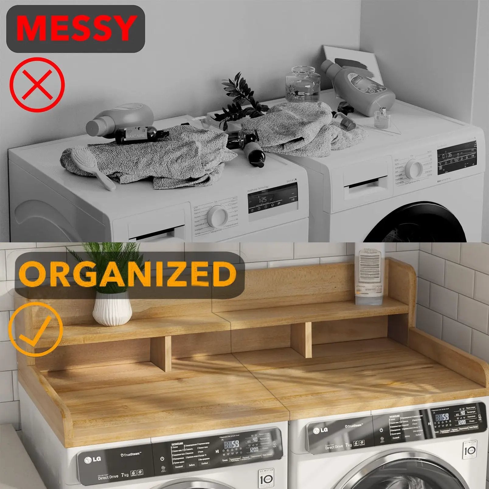 Washer Dryer Countertop with Non-Slip Pads by HouseOfZazla