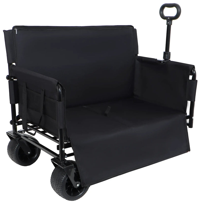 3-in-1 Convertible Folding Wagon Cart with Bench Seat & Storage by HouseOfZazla