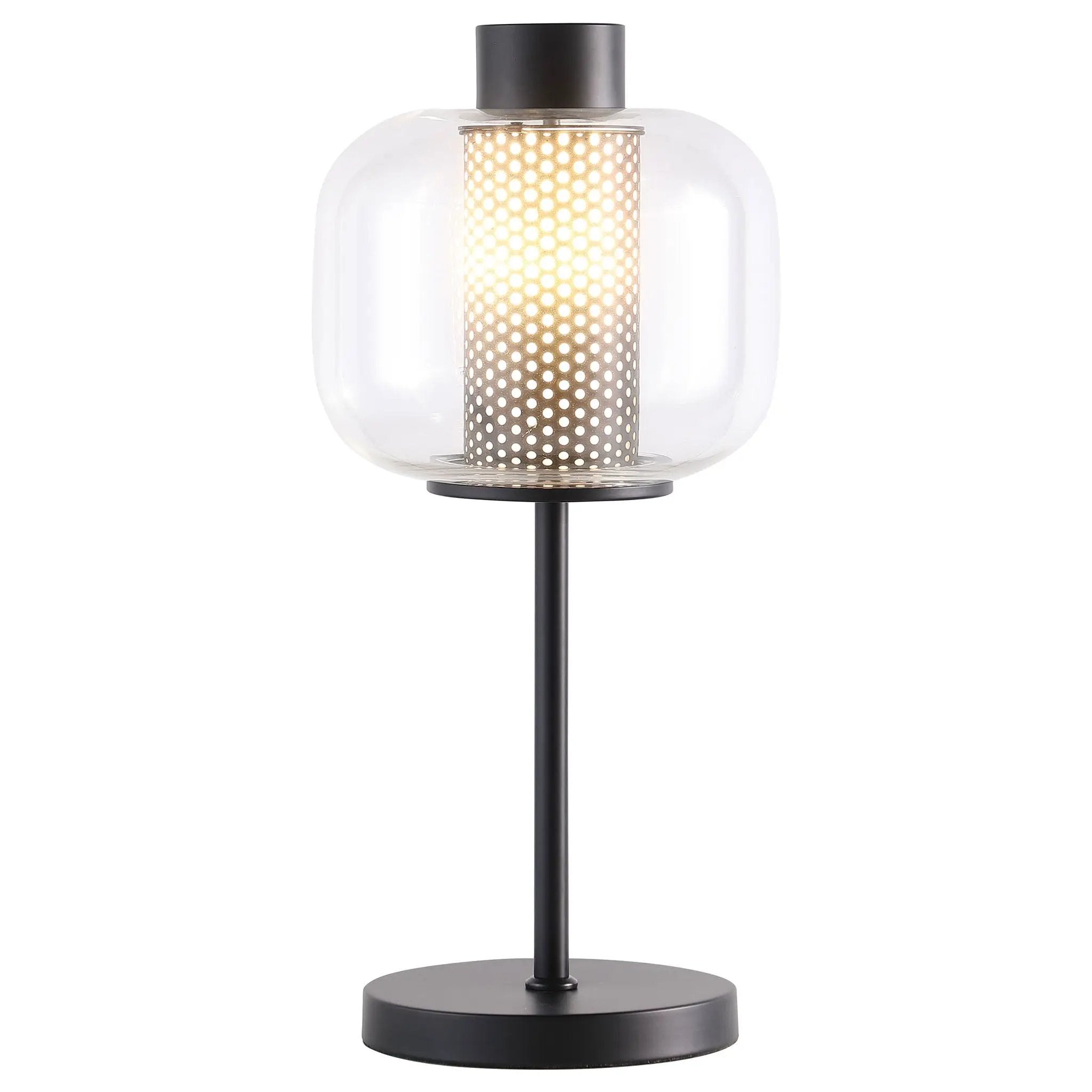 Ingrid 22-inch Glass Shade Bedside Table Lamp Black by Unique Piece Furniture