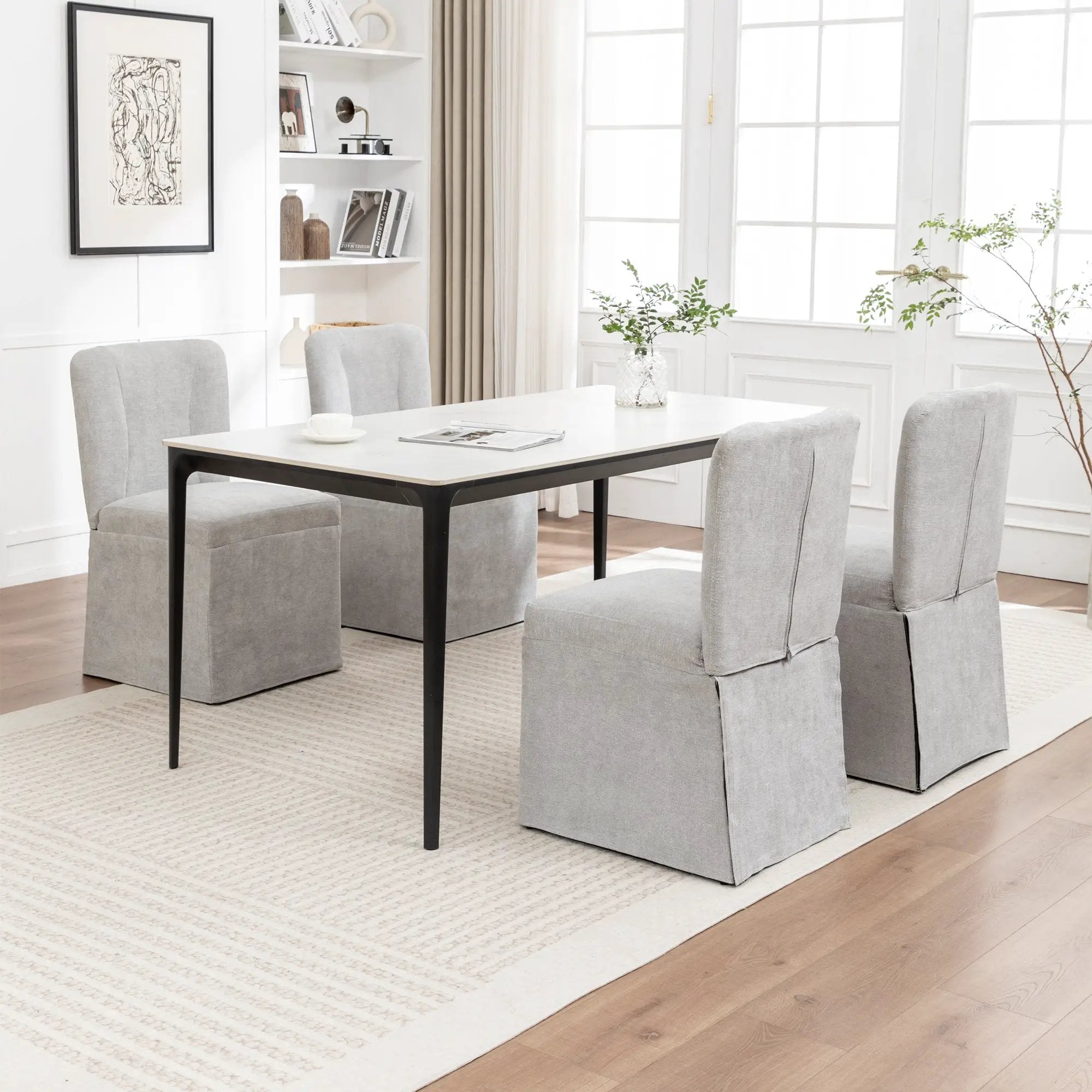 Linen Dining Chairs - Modern Fabric Side Chairs for Dining Room by HouseOfZazla