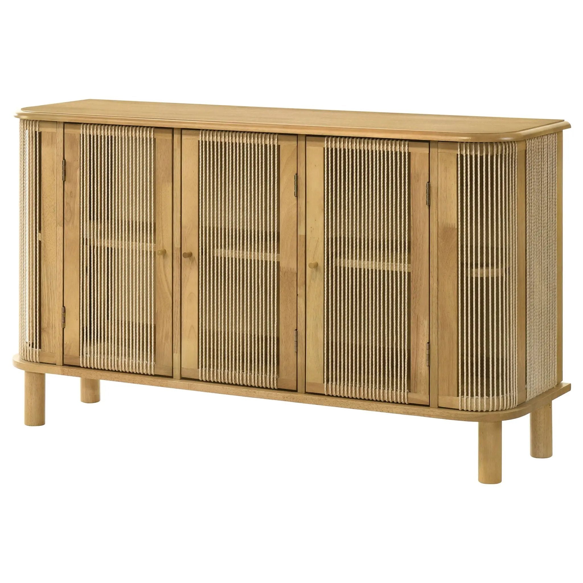 Ervine 3-Door Rope Panel Sideboard Accent Storage Cabinet Natural by Unique Piece Furniture