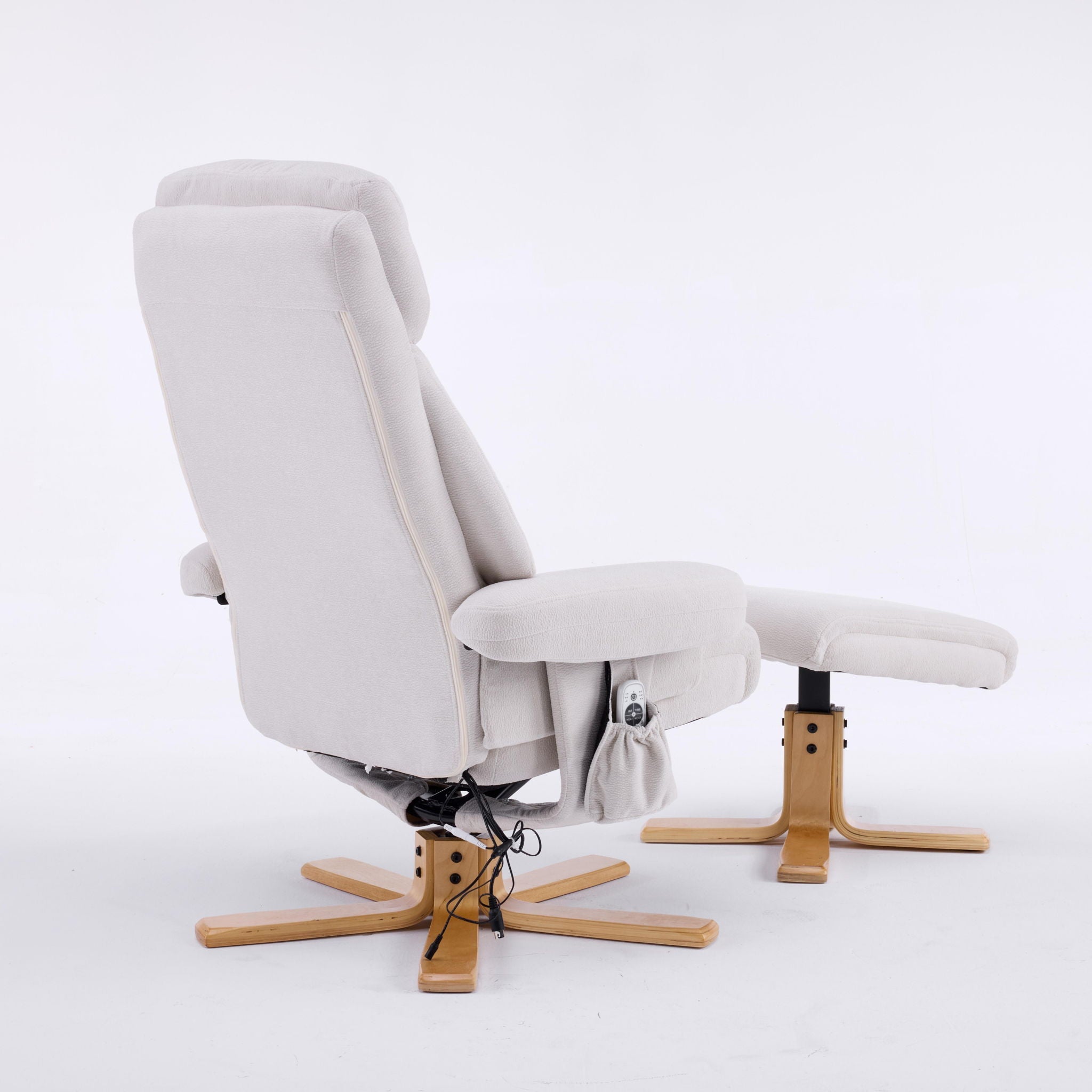 Upholstered Heated Massage 360° Swivel Accent Chair With Ottoman by HouseOfZazla