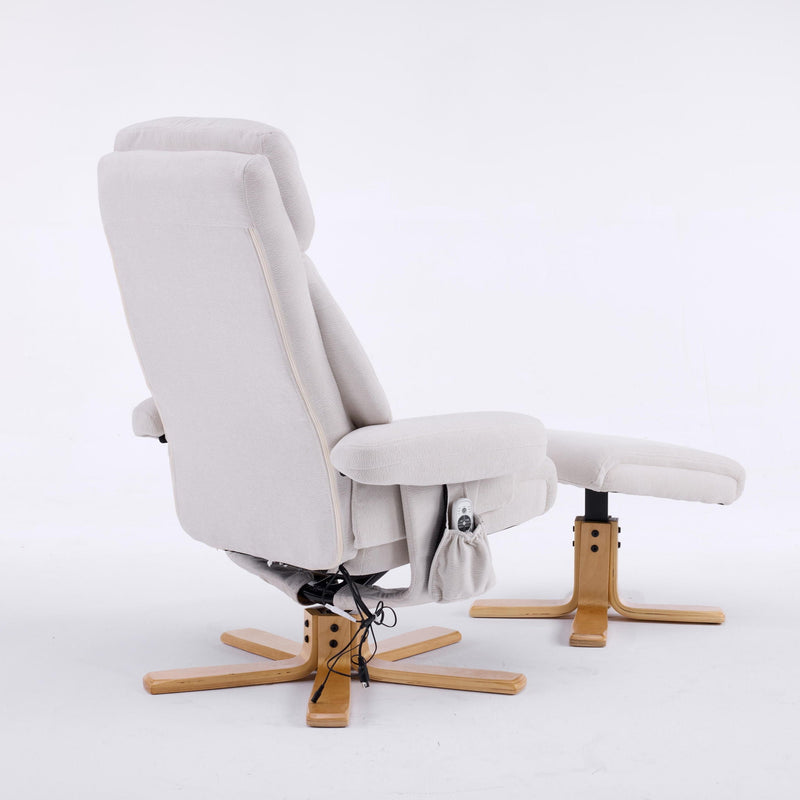 Upholstered Heated Massage 360° Swivel Accent Chair With Ottoman by HouseOfZazla