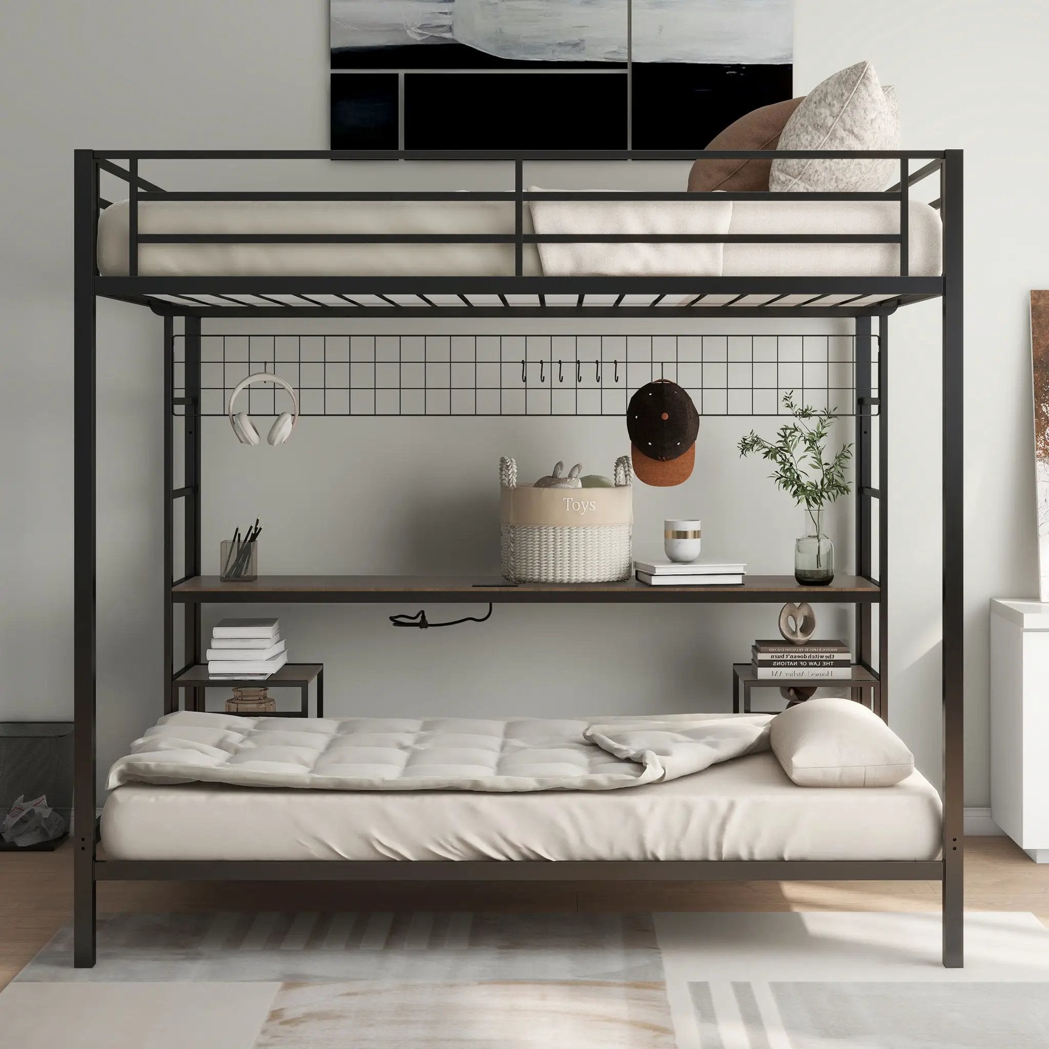 Ethan - Bunk Bed With Desk, Charging Station, Storage Shelves by Unique Piece Furniture
