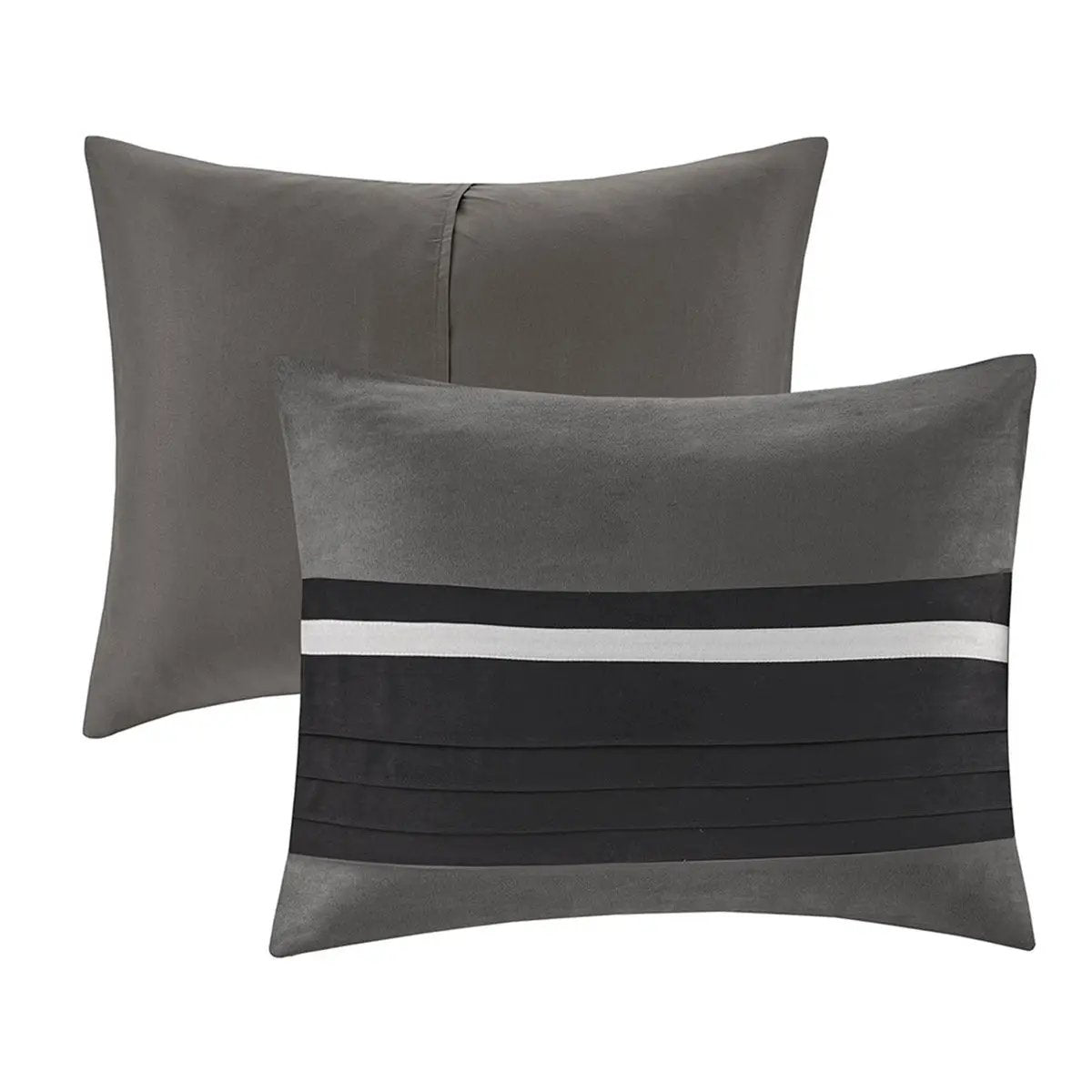 7 Piece Faux Suede Comforter Set Black King by HouseOfZazla