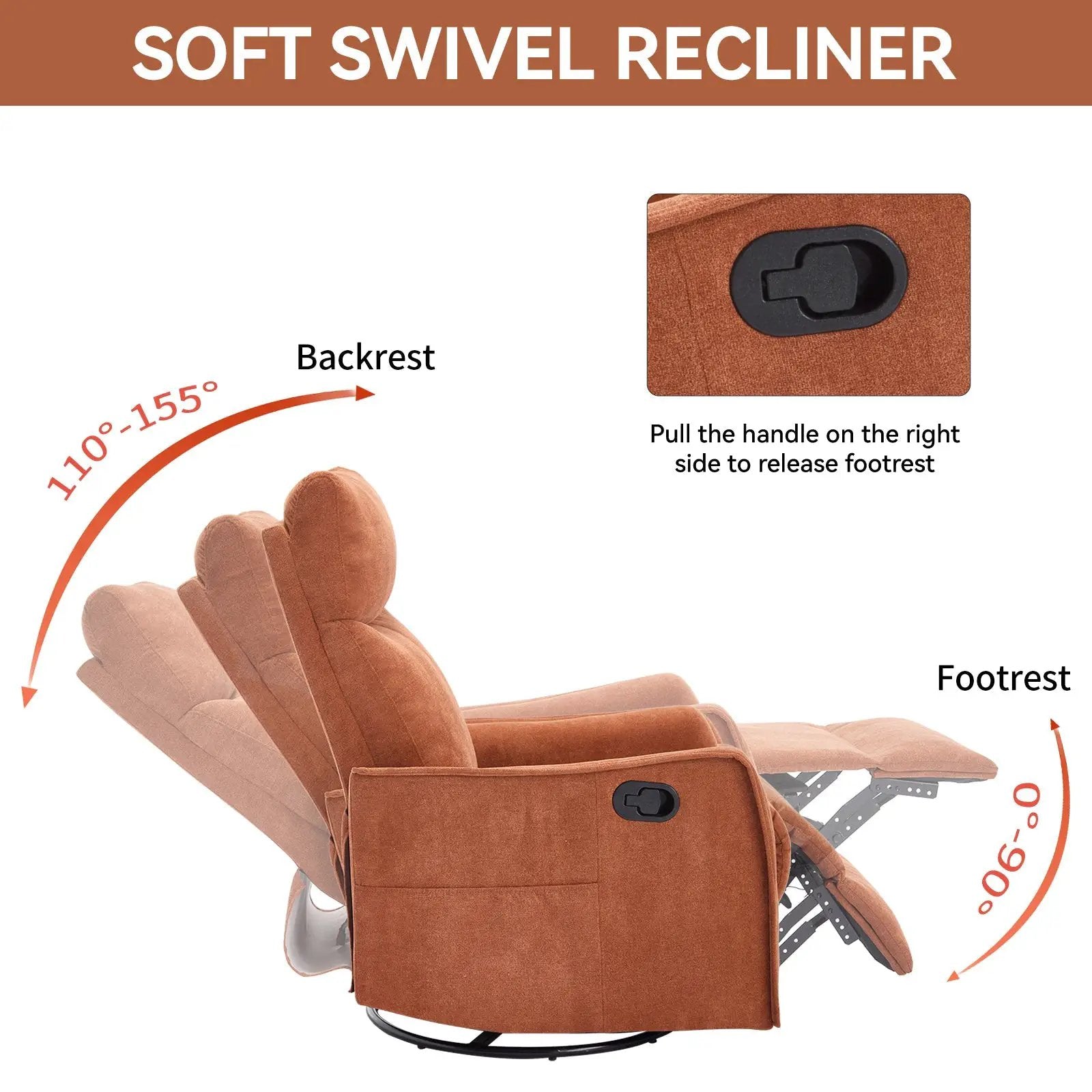 Heat Massage Manual Recliner Chair with Rocker & Swivel by HouseOfZazla