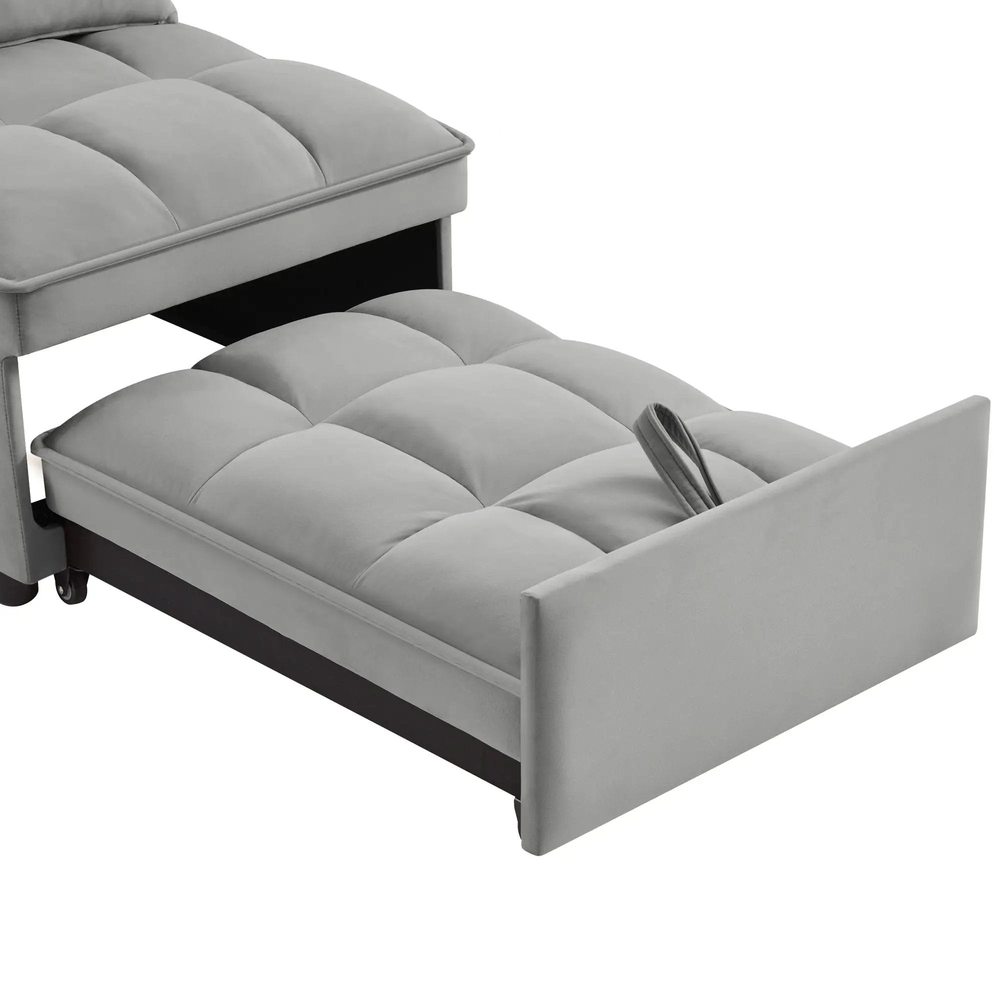 4 in 1 Multi-Function Single Sofa Bed with Storage Pockets Gray by HouseOfZazla