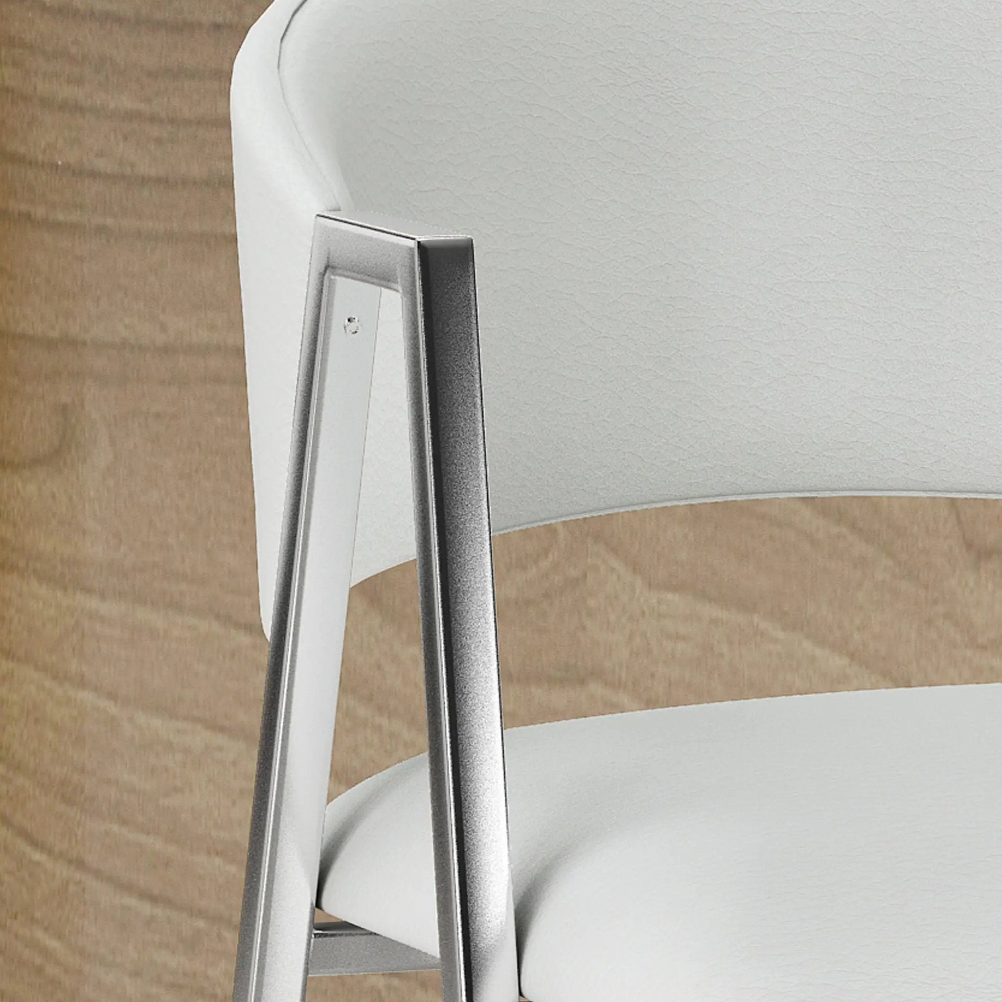 Modern Bar Stools With Low Back And Arms And Durable Metal Frame (Set of 2) - Ivory by HouseOfZazla