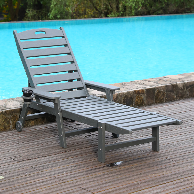 HDPE Chaise Lounge Chair Outdoor with Adjustable Backrest by HouseOfZazla