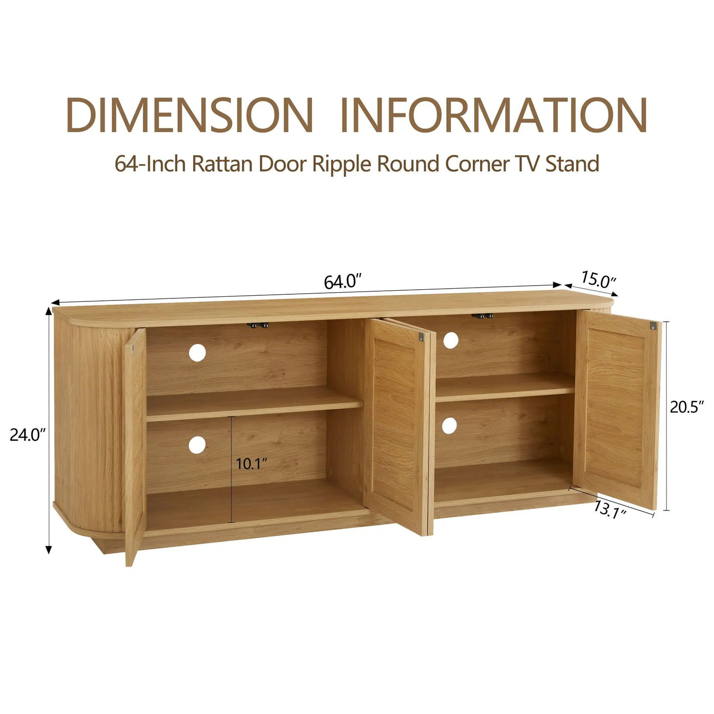 Contemporary Wave Shaped TV Stand With Rattan Doors by Unique Piece Furniture