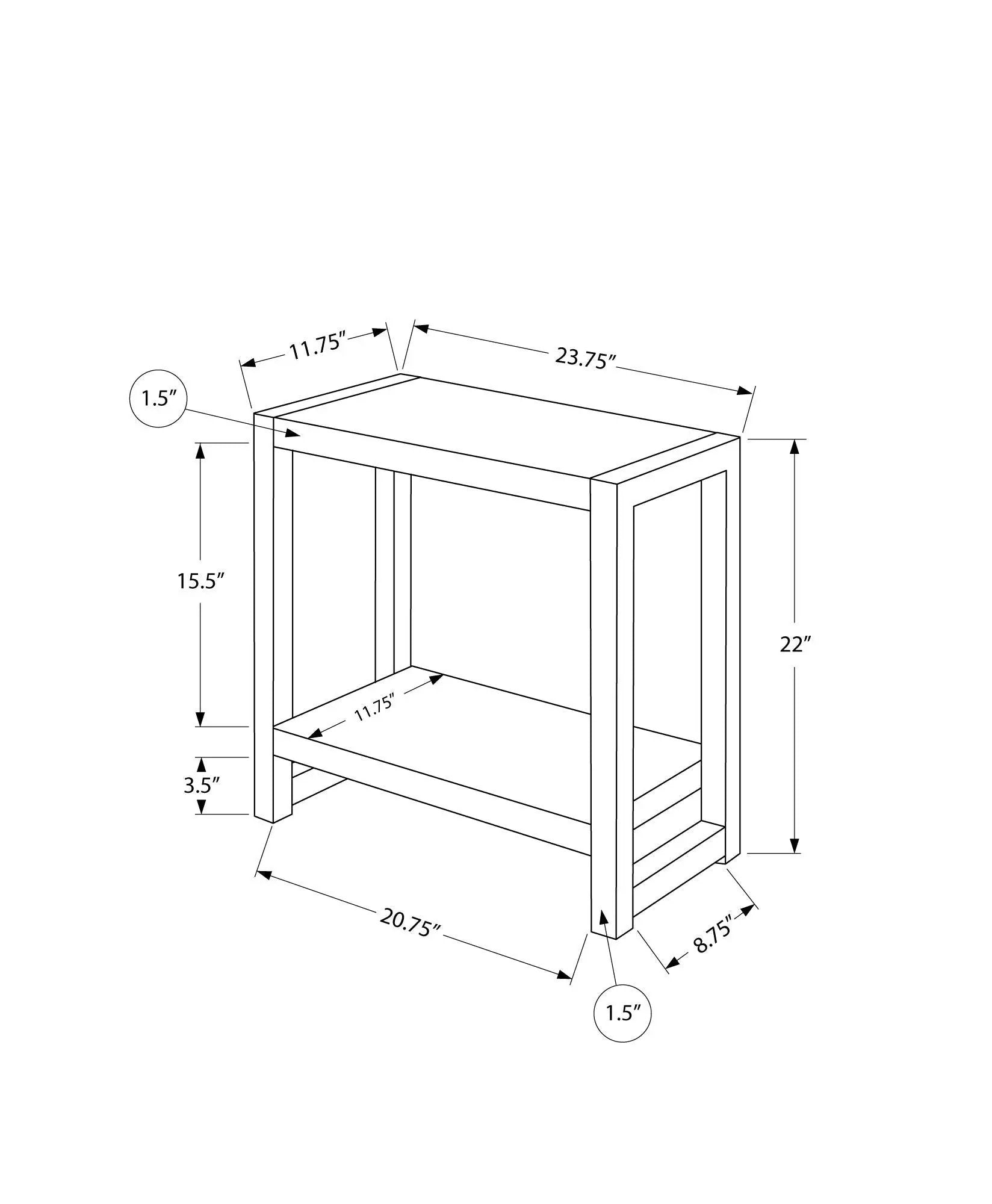 Accent Side Table Narrow Small 2-Tier Contemporary Modern by HouseOfZazla