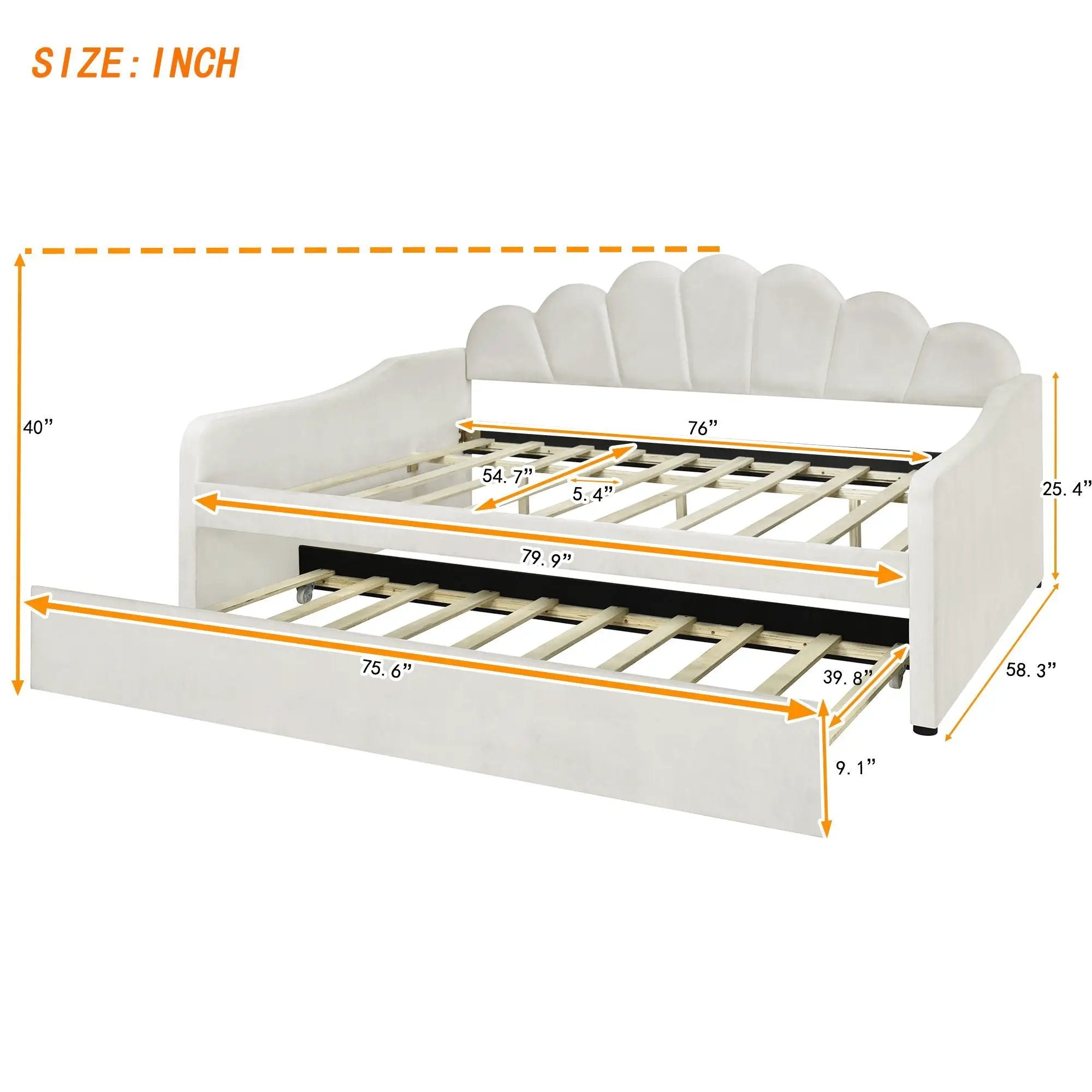 Upholstery Daybed Frame With Shell Shaped Backrest by HouseOfZazla