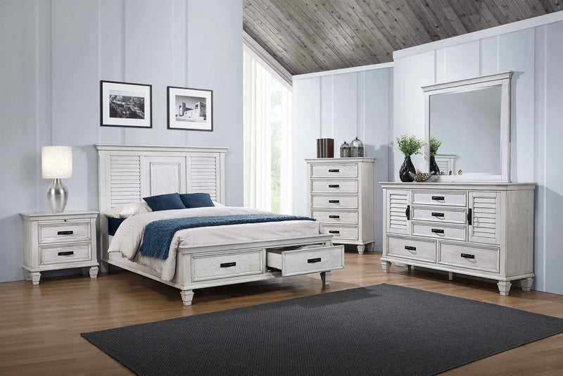 Franco 5-drawer Dresser Distressed White by Unique Piece Furniture