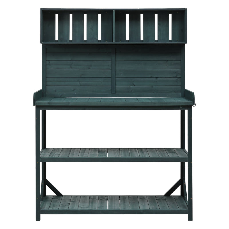 TOPMAX 65" Large Wooden Farmhouse Rustic Outdoor Potting Bench Table by HouseOfZazla