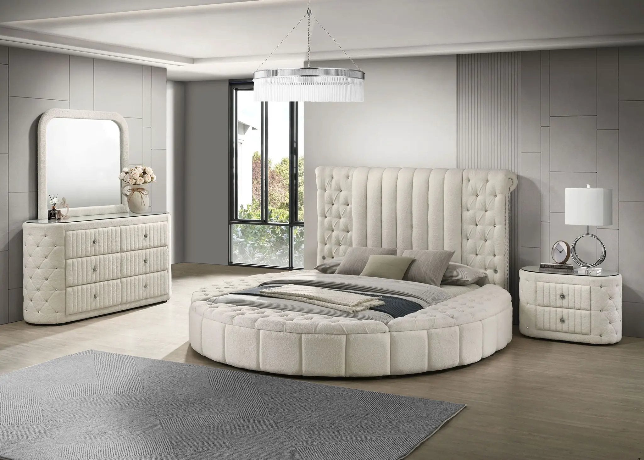 Sonya 4-piece Upholstered Queen Bedroom Set Ivory by Unique Piece Furniture