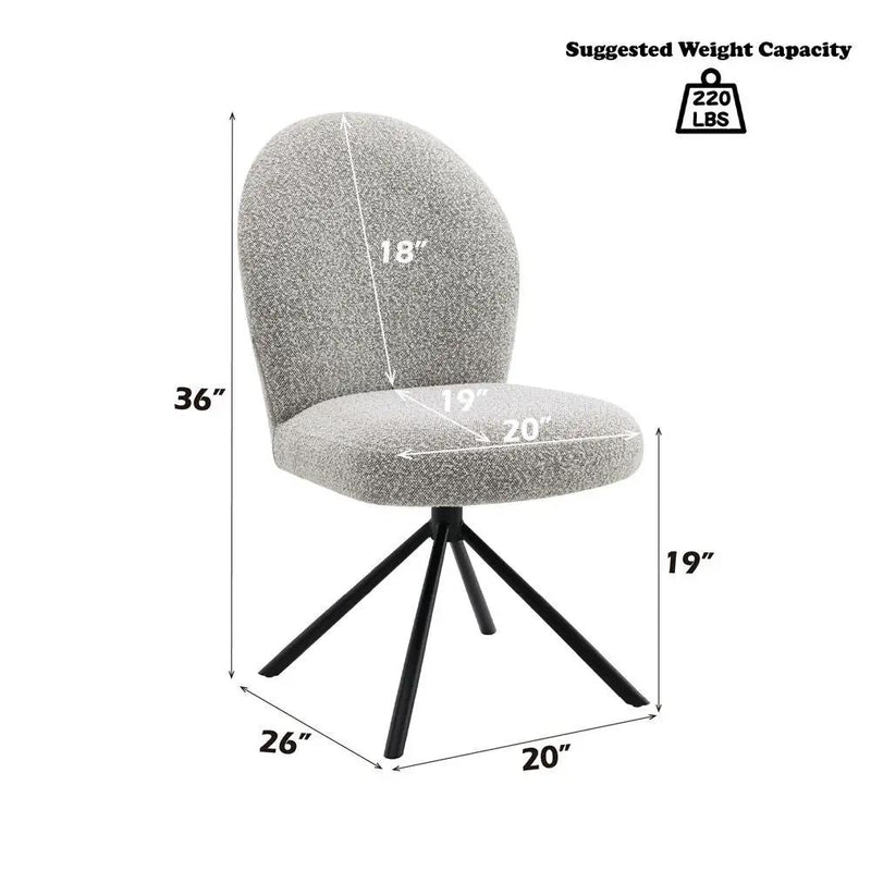 Lawton - Side Chair With Swivel (Set of 2) - Gray Boucle & Black by Unique Piece Furniture