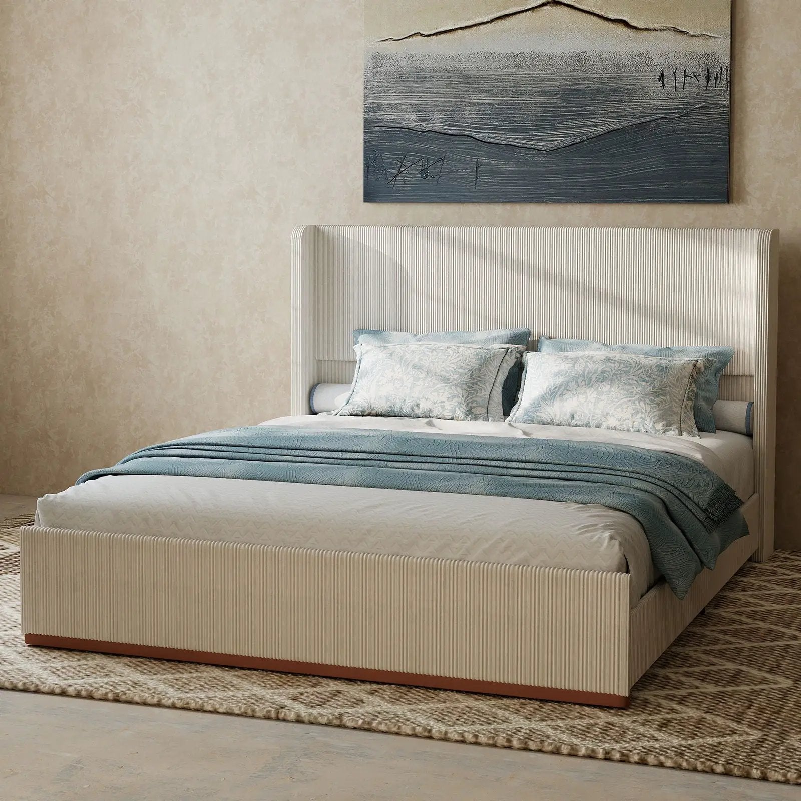 Upholstered Bed Frame With Luxury Wingback Headboard by HouseOfZazla