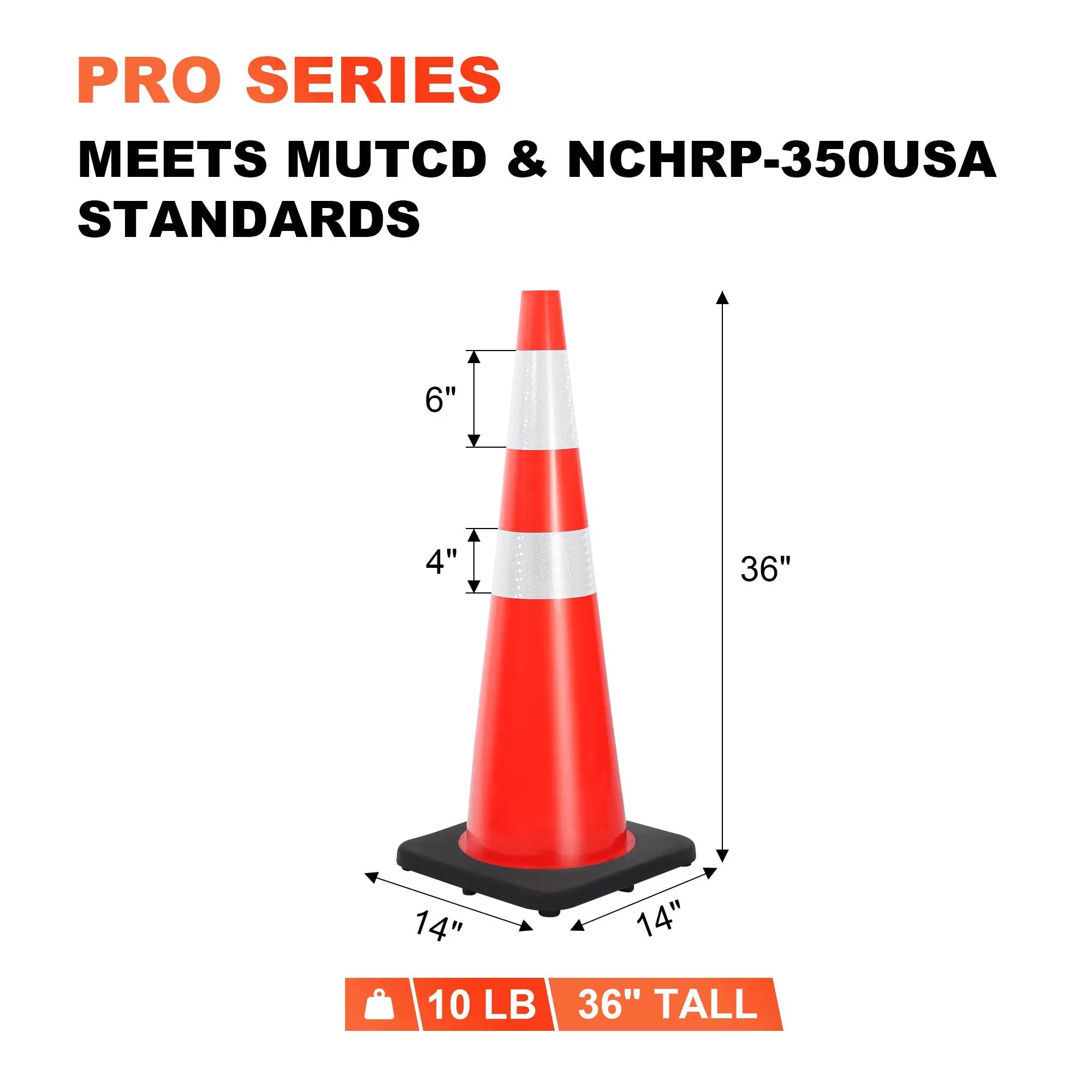 36" Heavy-Duty Traffic Cones with High-Visibility Reflective Collars - 4 Pack by HouseOfZazla