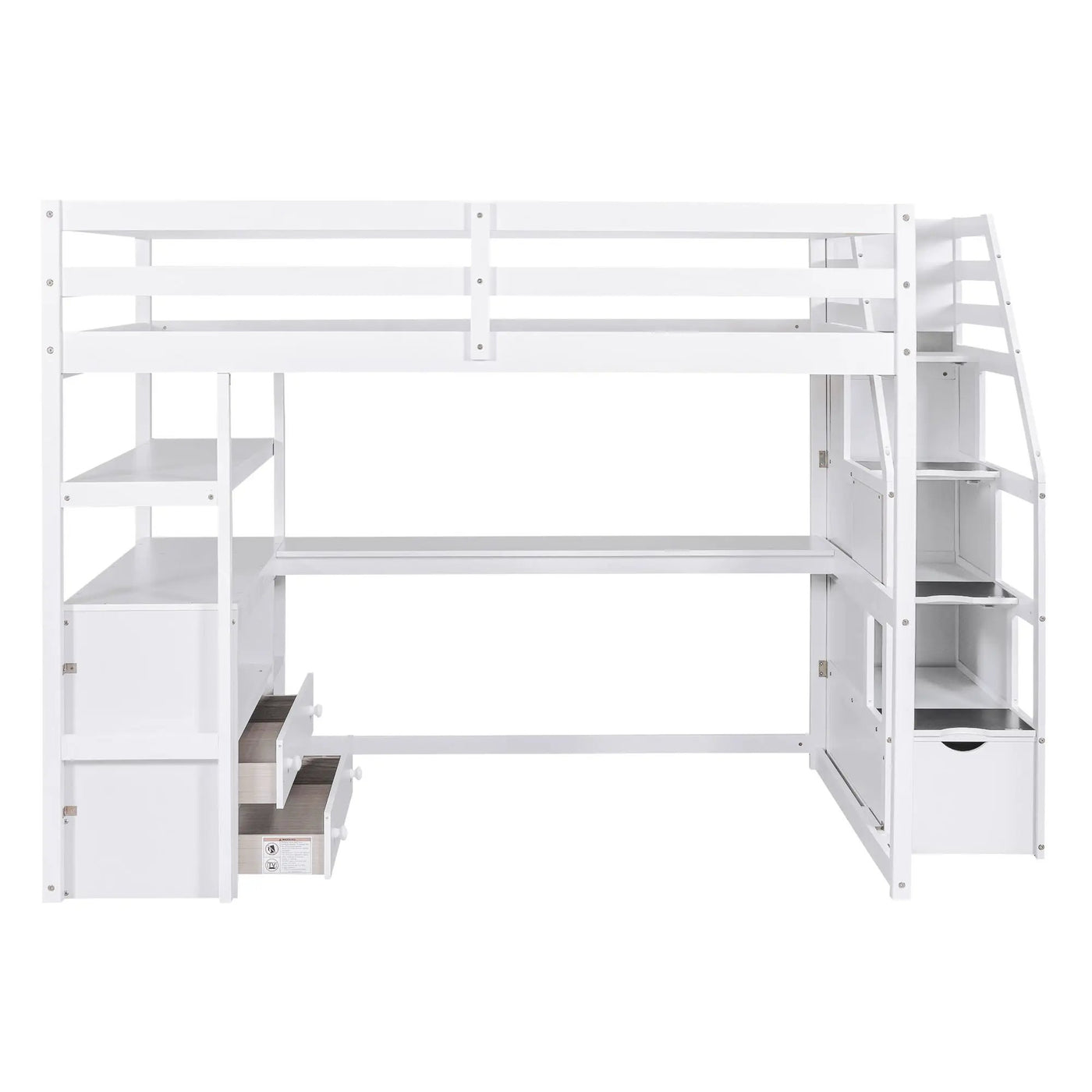 Loft Bed With Desk, Shelves, 2 Drawers, Storage Staircase by HouseOfZazla