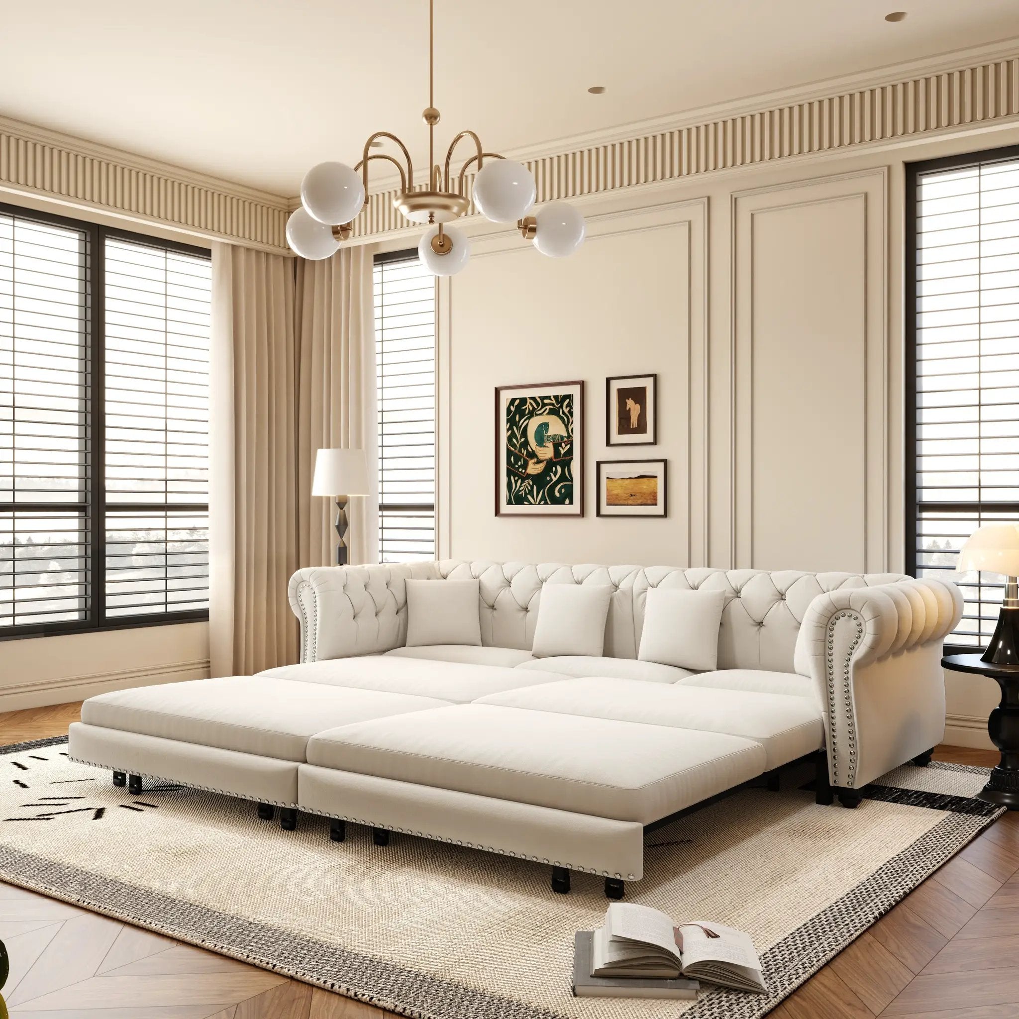 Chesterfield 3-in-1 Pull-Out Sofa Bed by HouseOfZazla
