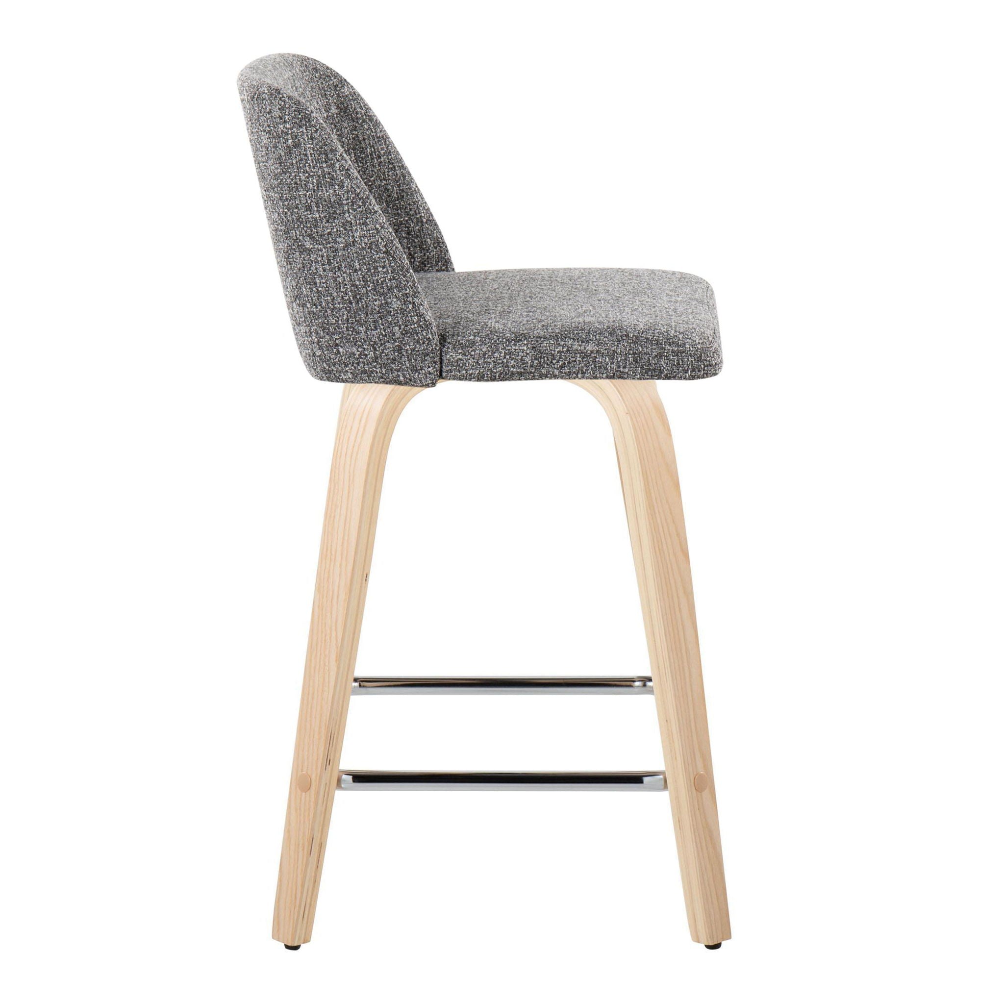 Toriano - Contemporary Fixed Height Counter Stool With Swivel With Square Footrest (Set of 2) by HouseOfZazla