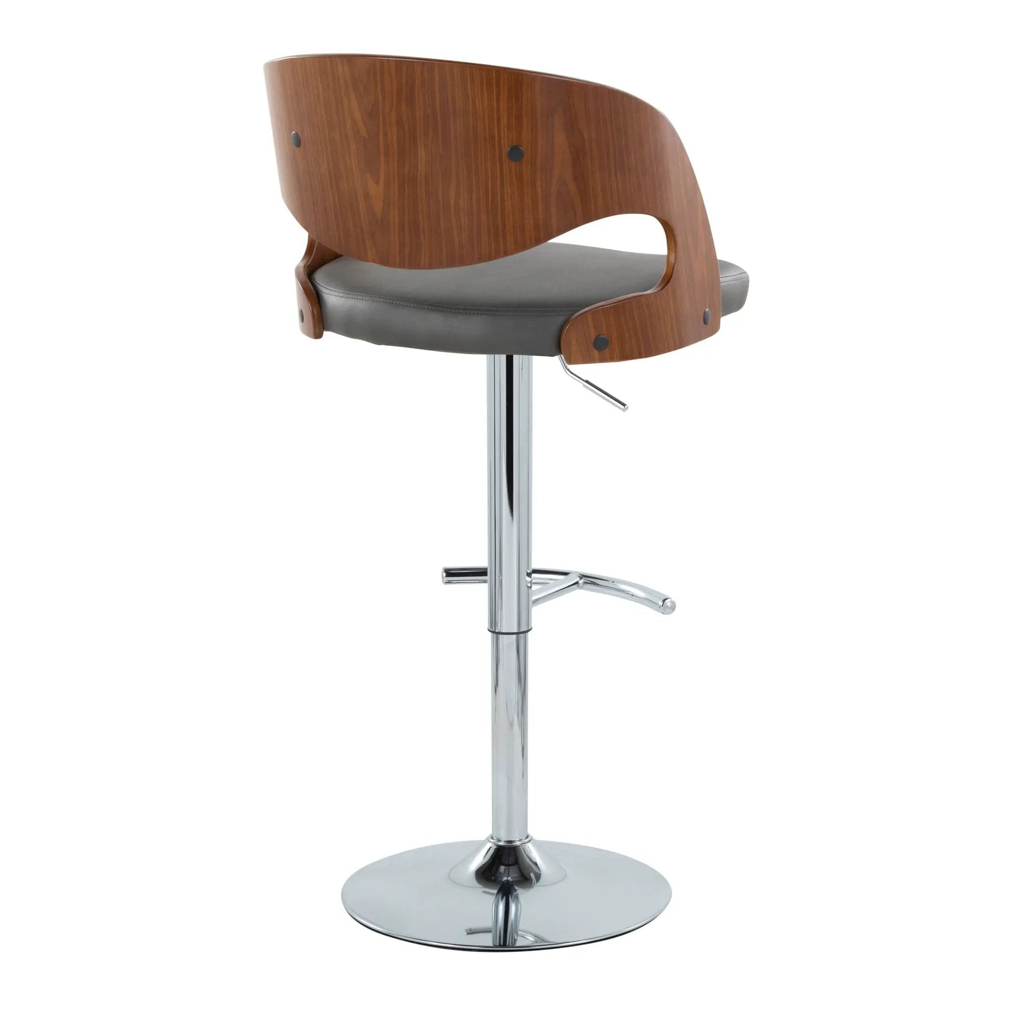 Pino - Mid Century Modern Adjustable Barstool & Swivel With Rounded T Footrest (Set of 2) by Unique Piece Furniture