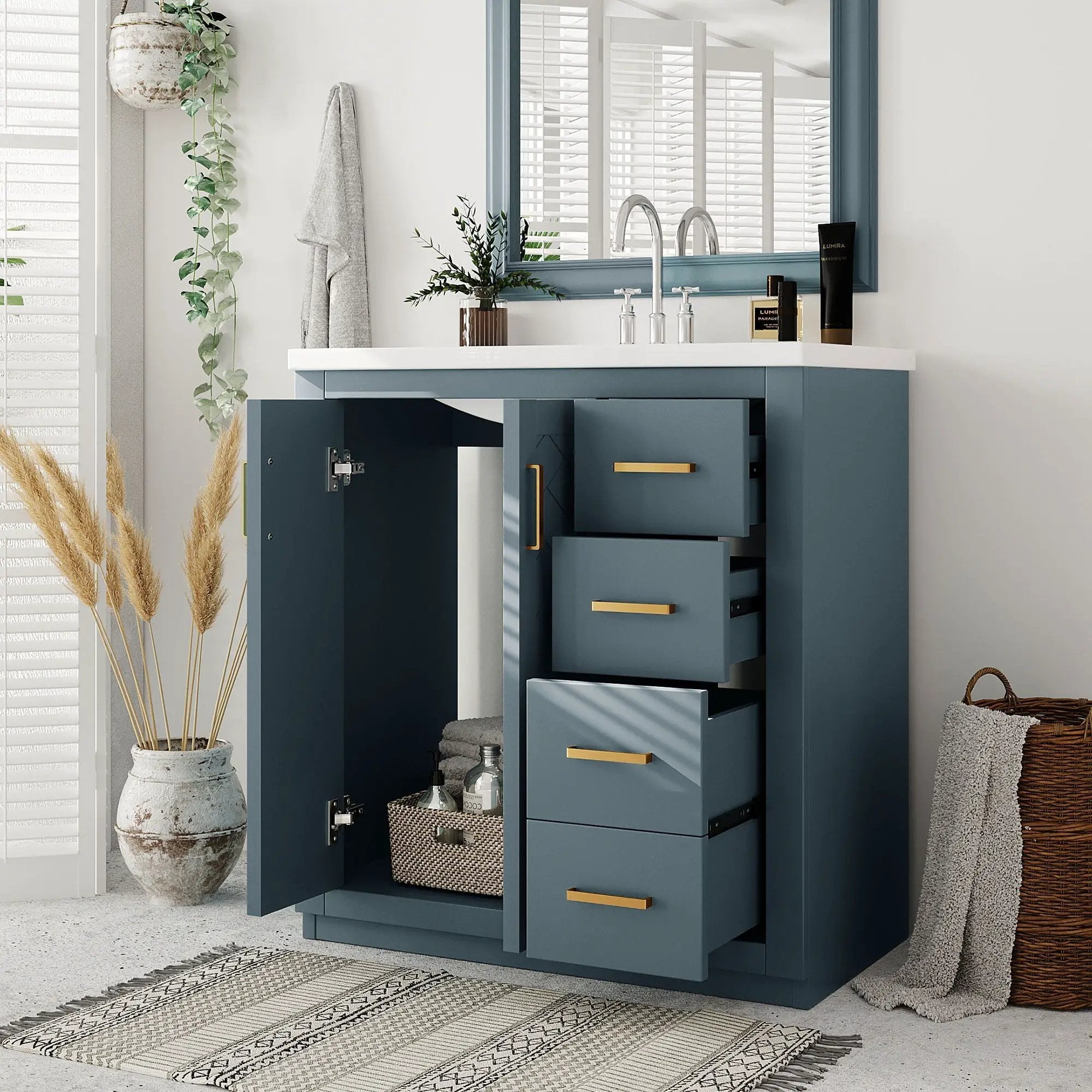Bathroom Vanity With Sink, Storage Cabinet, Freestanding Set With 3 Drawers & Soft Closing Doors by Unique Piece Furniture