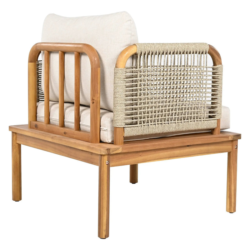 Outdoor 5-Piece Acacia Wood and Rope Patio Sofa Set by HouseOfZazla